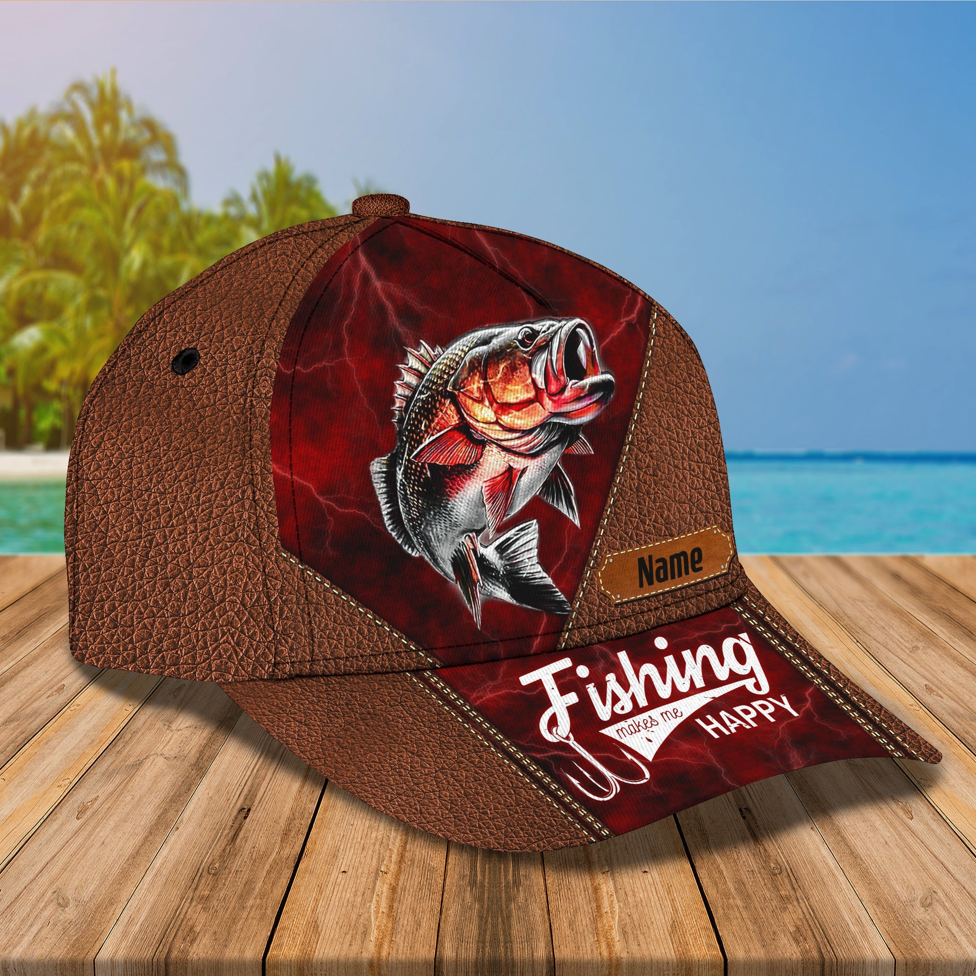 Bass Fishing - Personalize Name Cap - 254