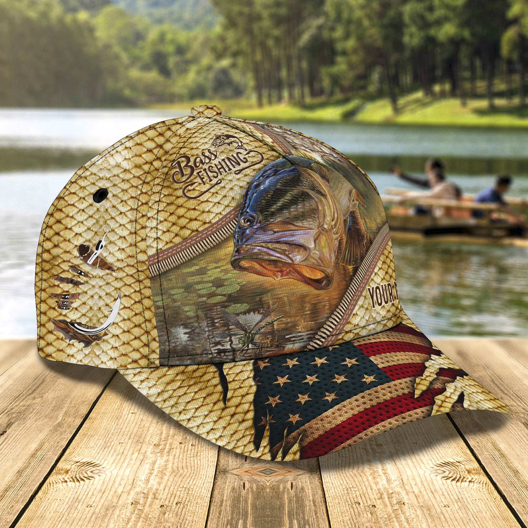 Bass Fishing 5 - Personalized Name Cap