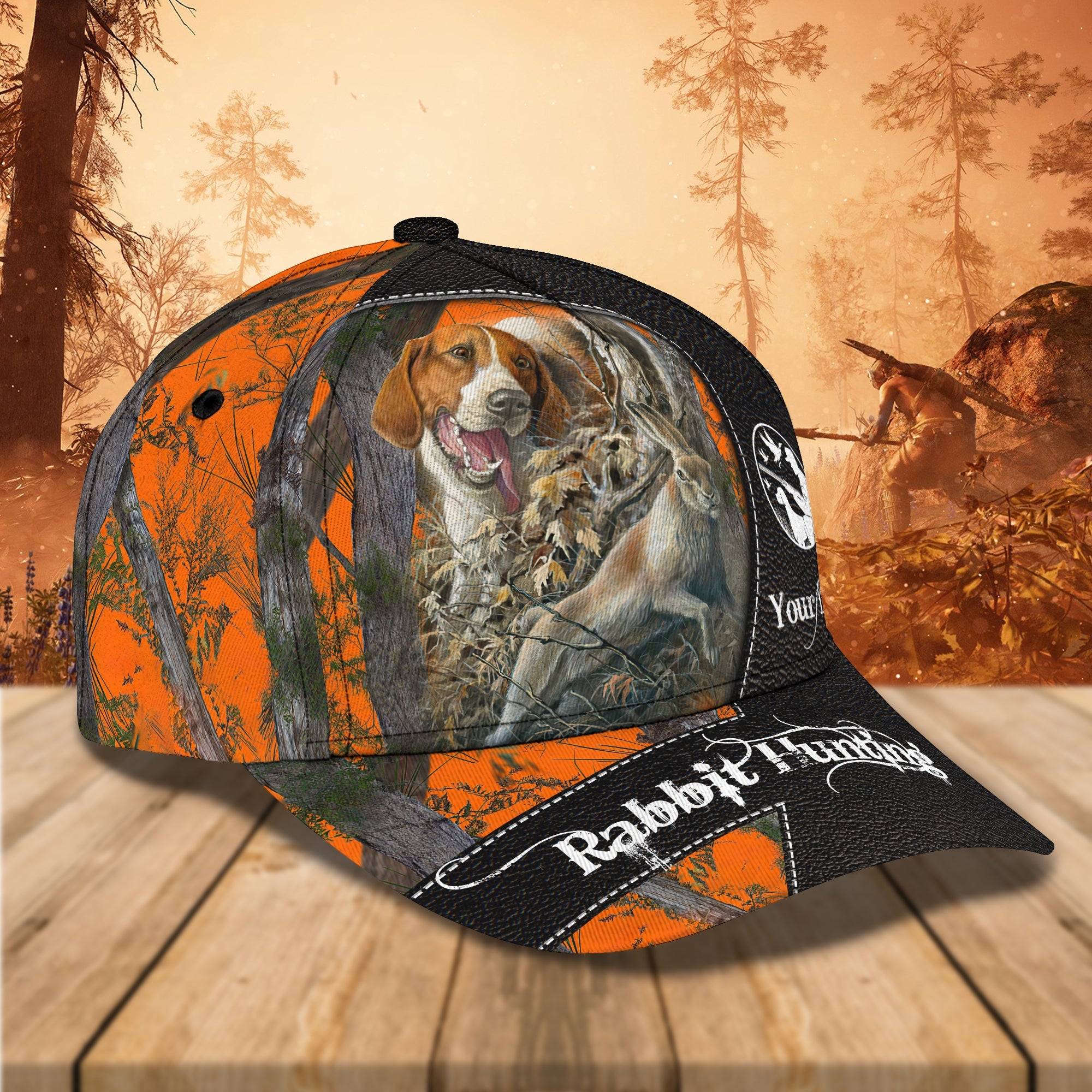 Beagle Hunting - Personalized Name Cap 01 - (Text Orange)