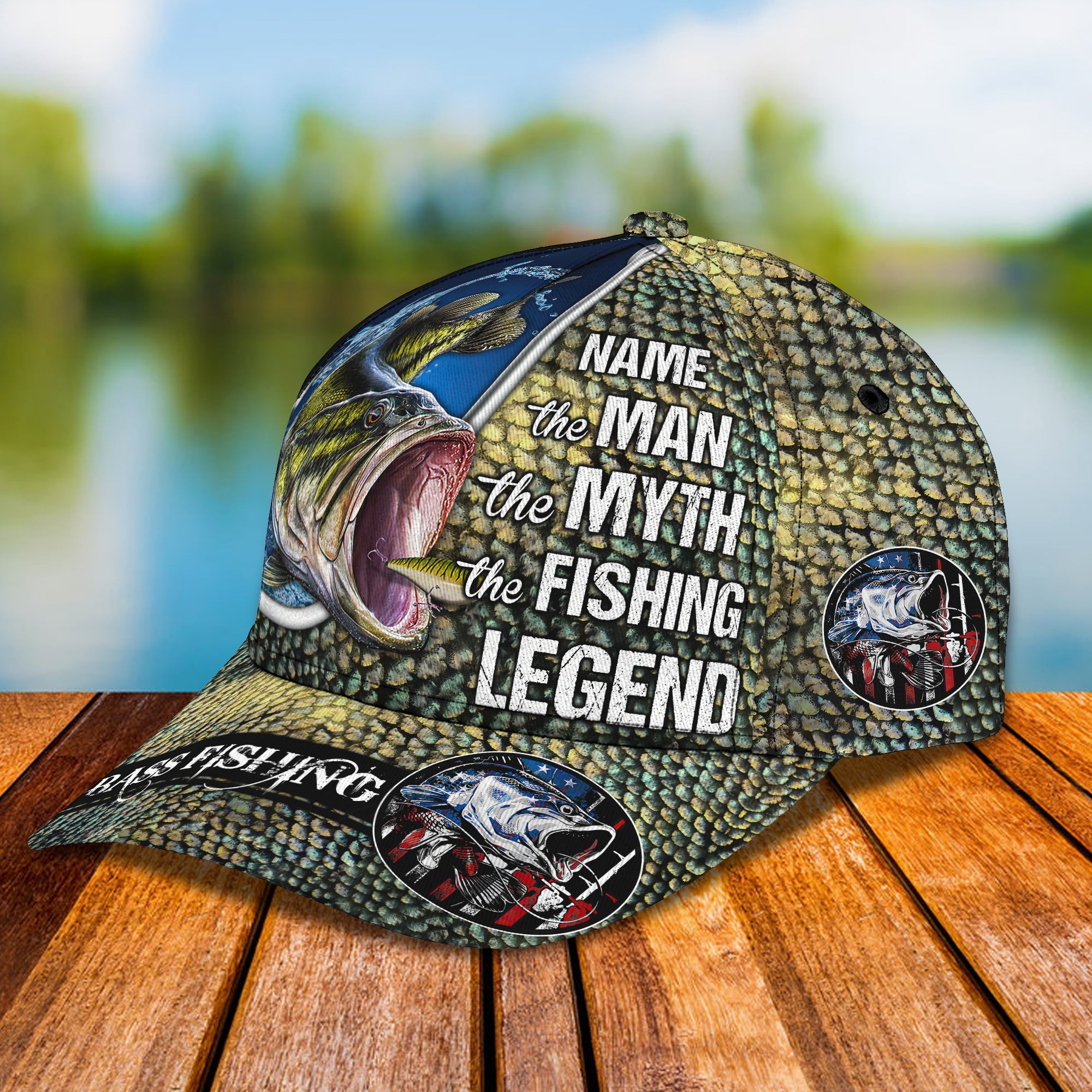 Bass Fishing - Personalized Name Cap