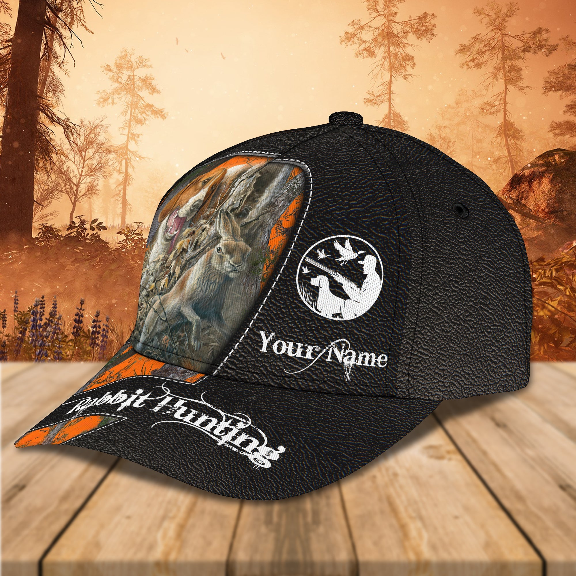 Beagle Hunting - Personalized Name Cap 01 - (Text Orange)