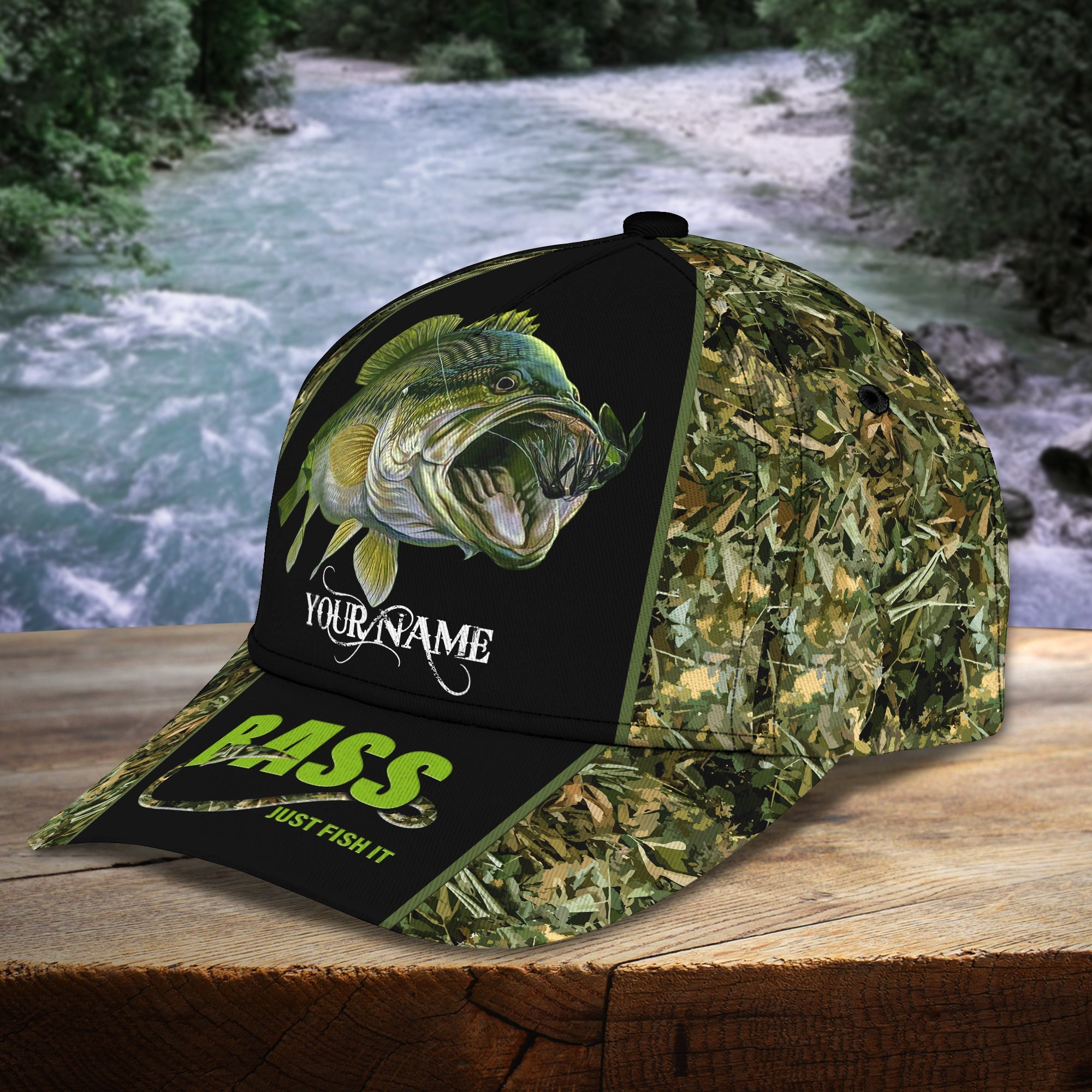 Bass Just Fish It - Personalized Name Cap