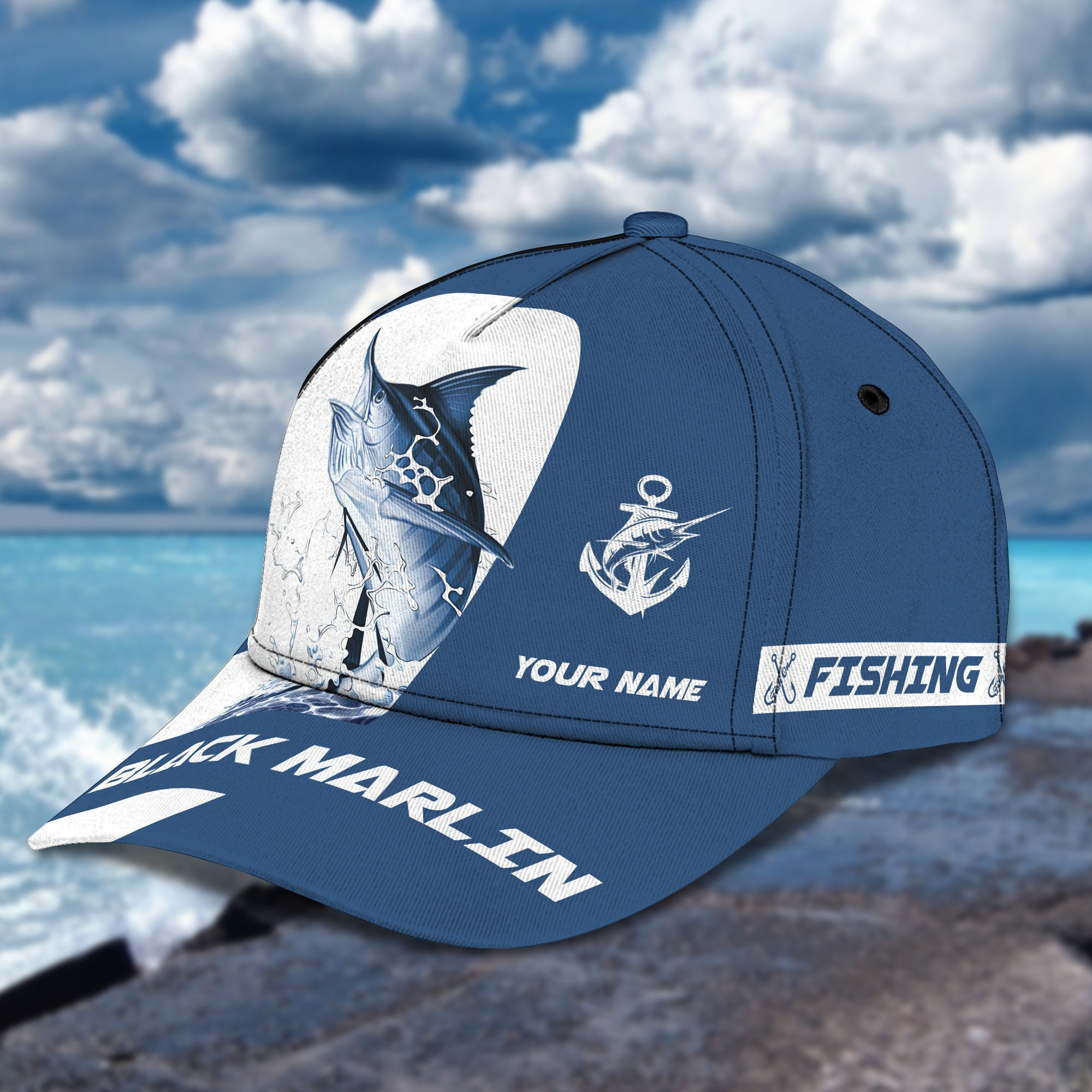 Marlin Fishing - Personalized Name Cap - Loop - H9h3-572