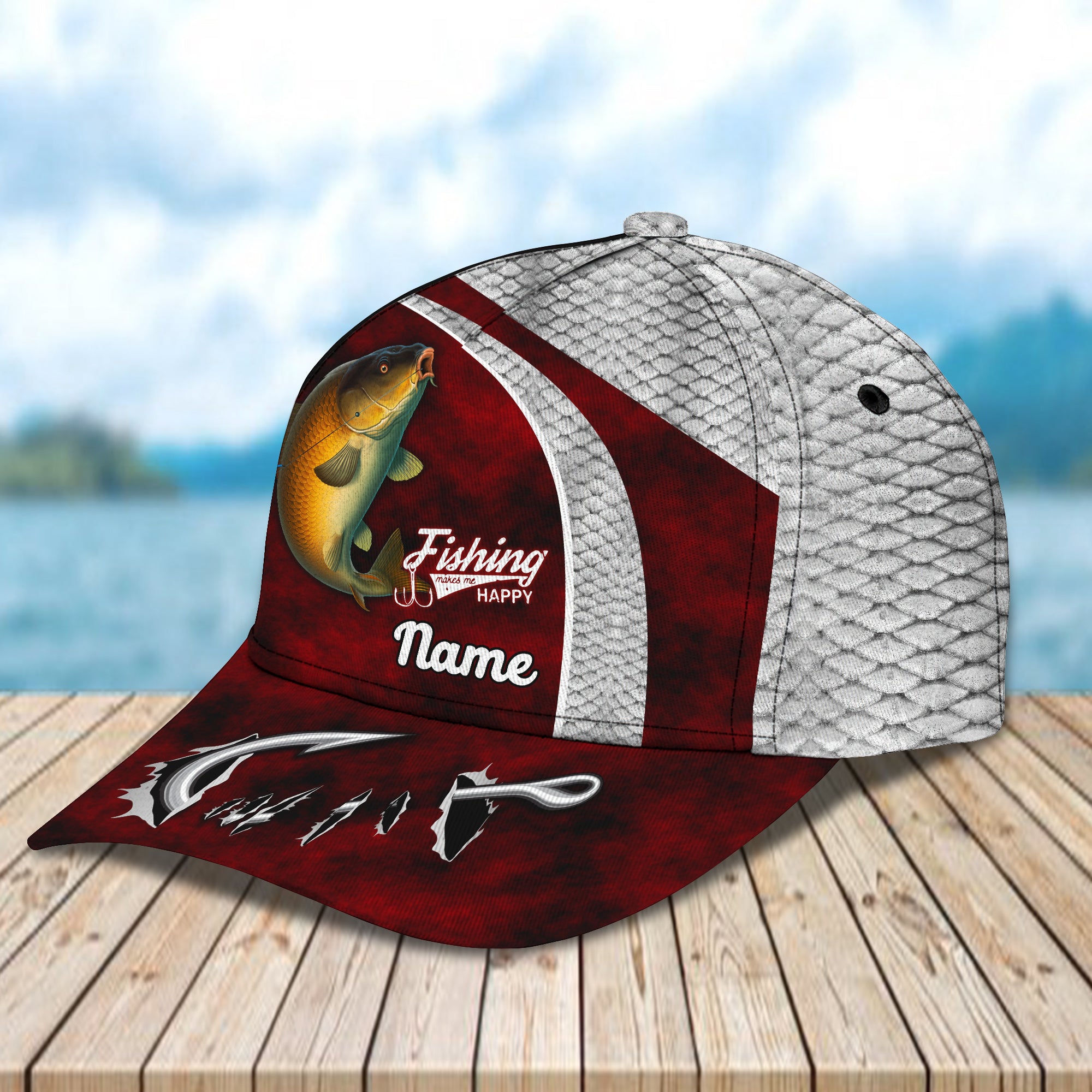Carp Fishing 12 - Personalize Name Cap  - Loop - Ntp-169