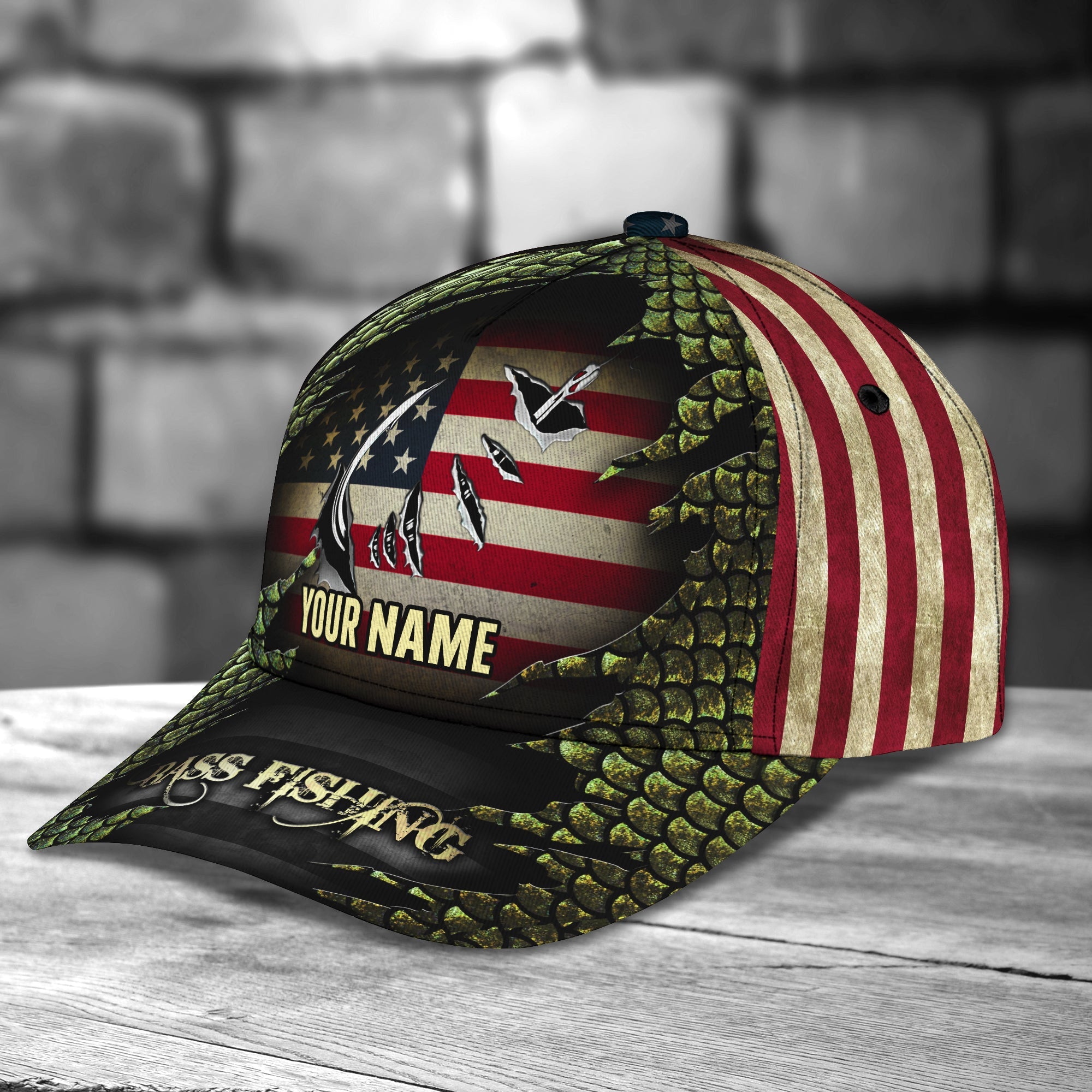 Bass Fishing - Personalize Name Cap 009