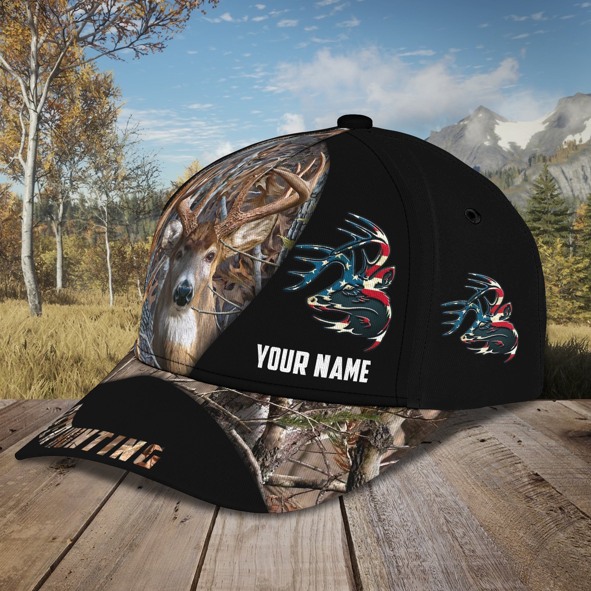 American Deer Hunting - Personalized Name Cap