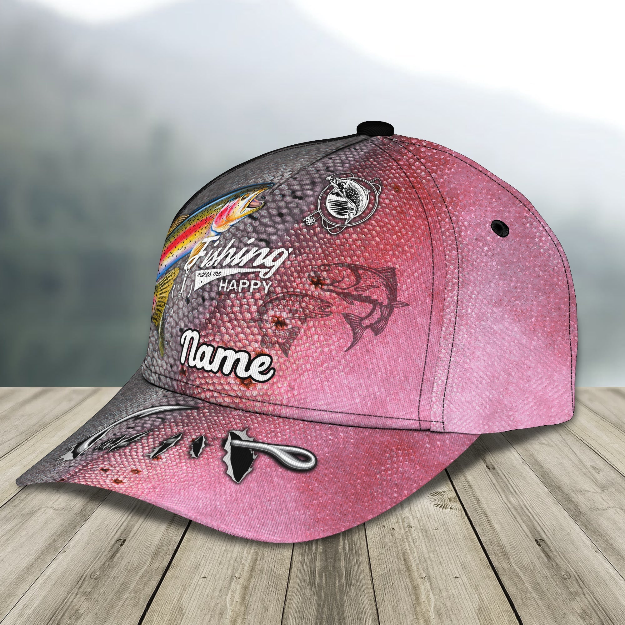 Trout Fishing 08 - Personalize Name Cap  - Loop - Ntp-165