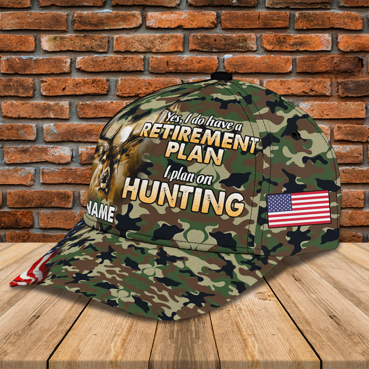 American - Deer Hunting 3- Personalized Name Cap - Loop- T2k-165