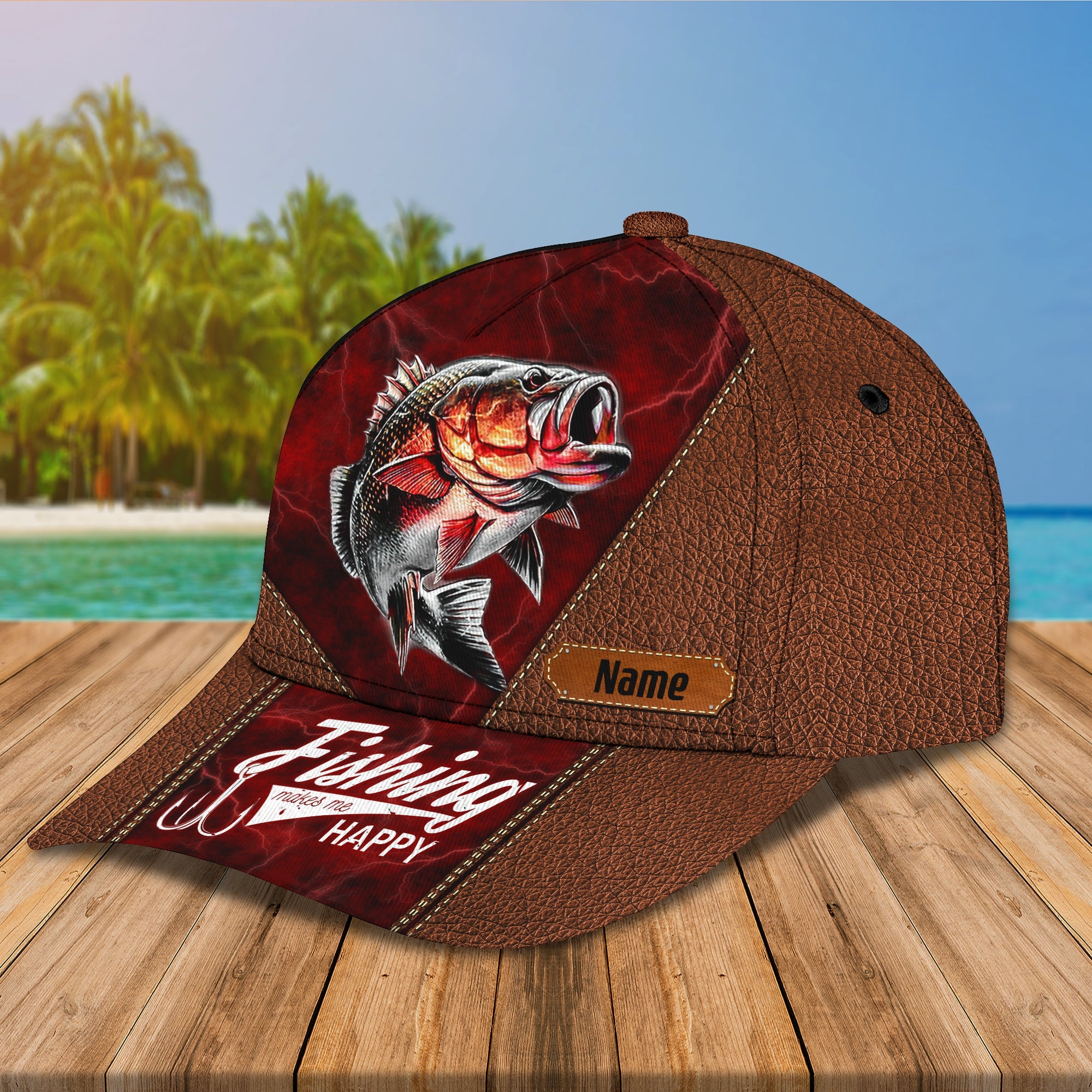Bass Fishing - Personalize Name Cap - 254