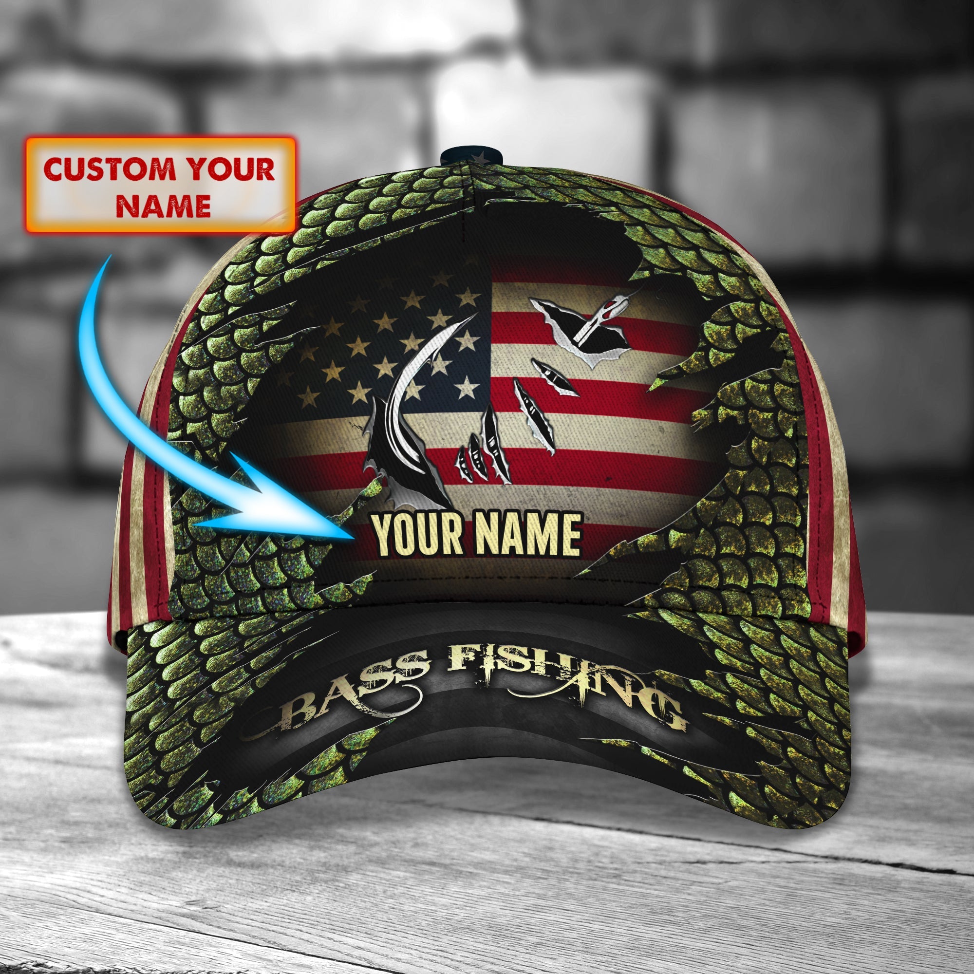 Bass Fishing - Personalize Name Cap 009
