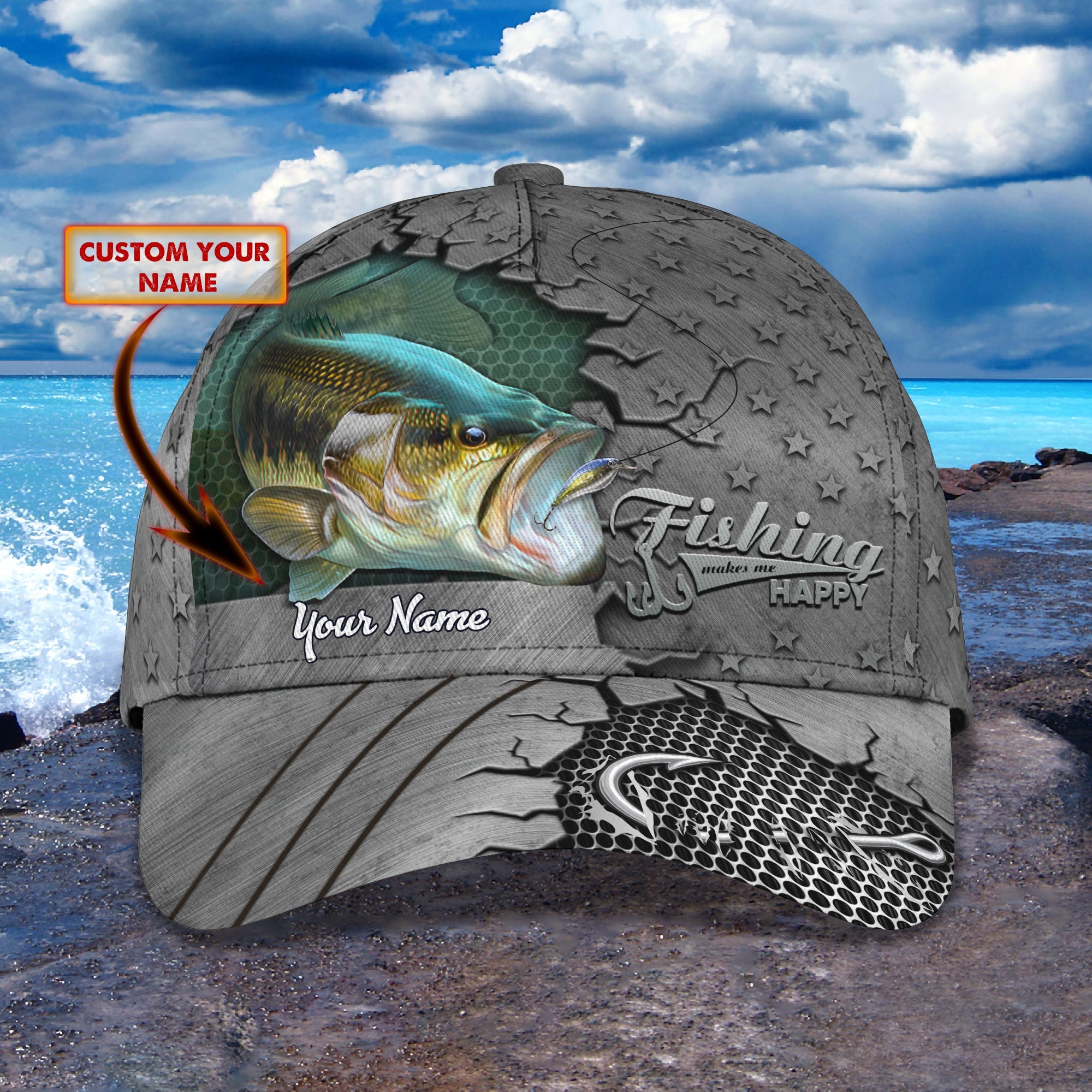 Fishing art- Personalize Name Cap  - TT99-1175