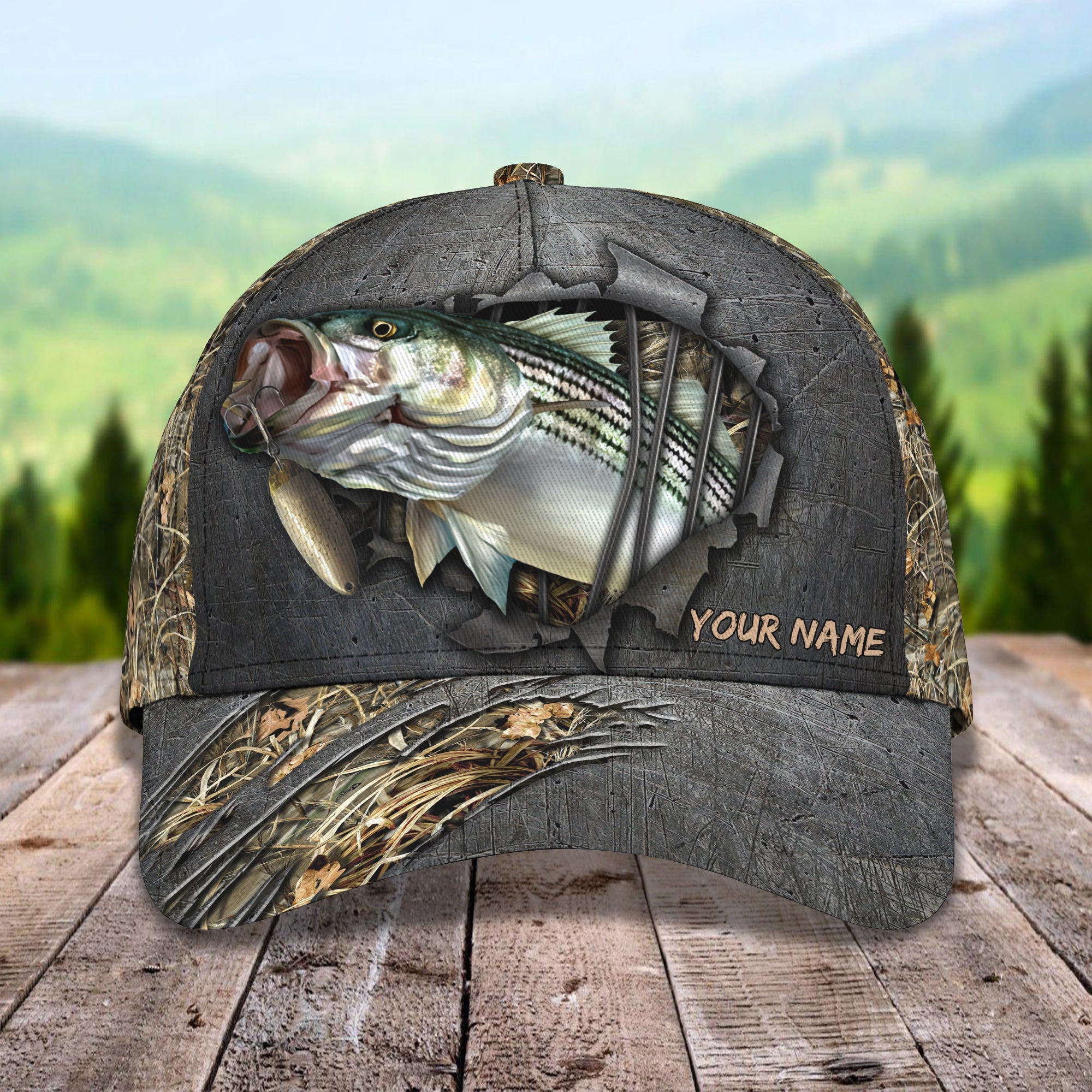 Fishing Camo - Personalized Name Cap - Pth98