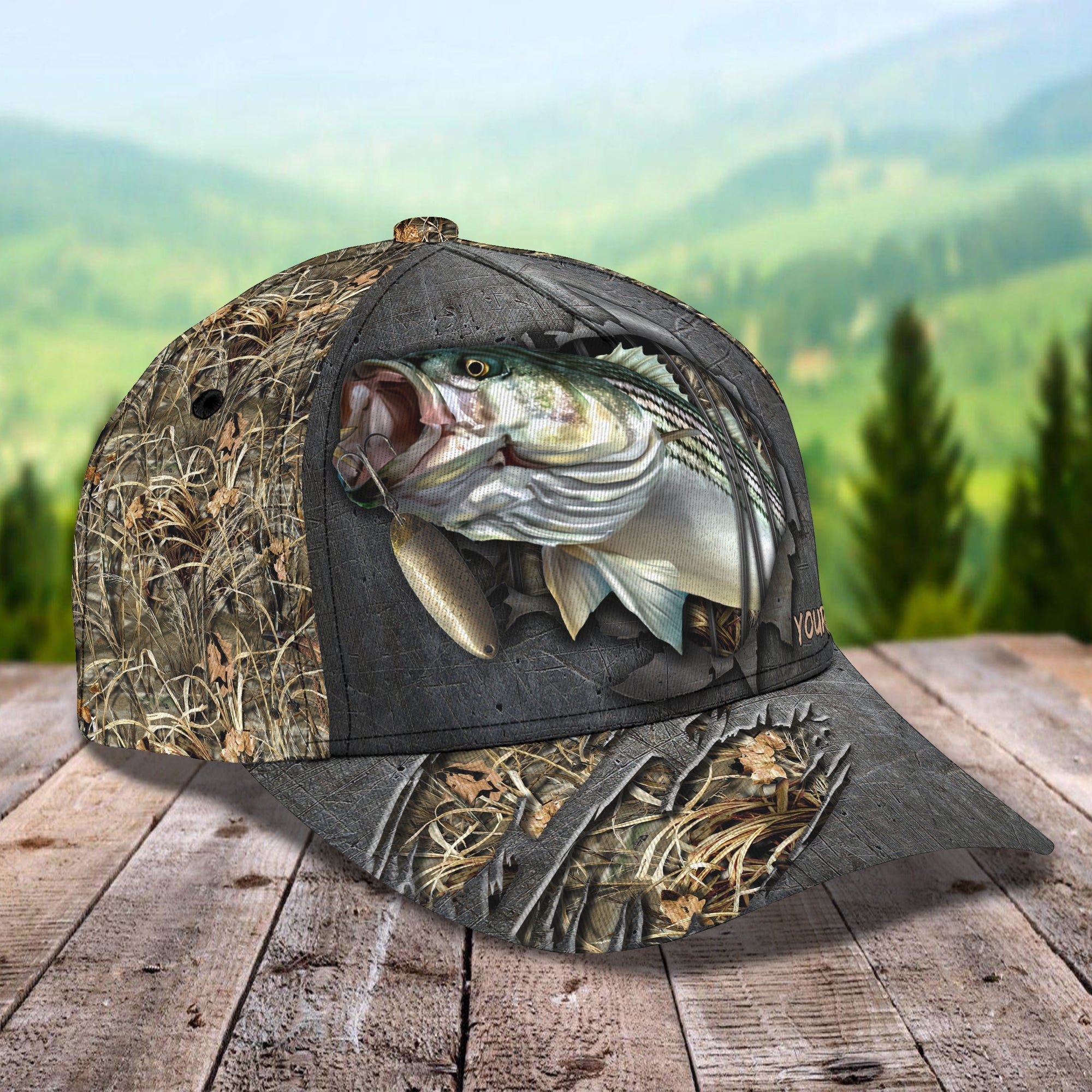 Fishing Camo - Personalized Name Cap - Pth98
