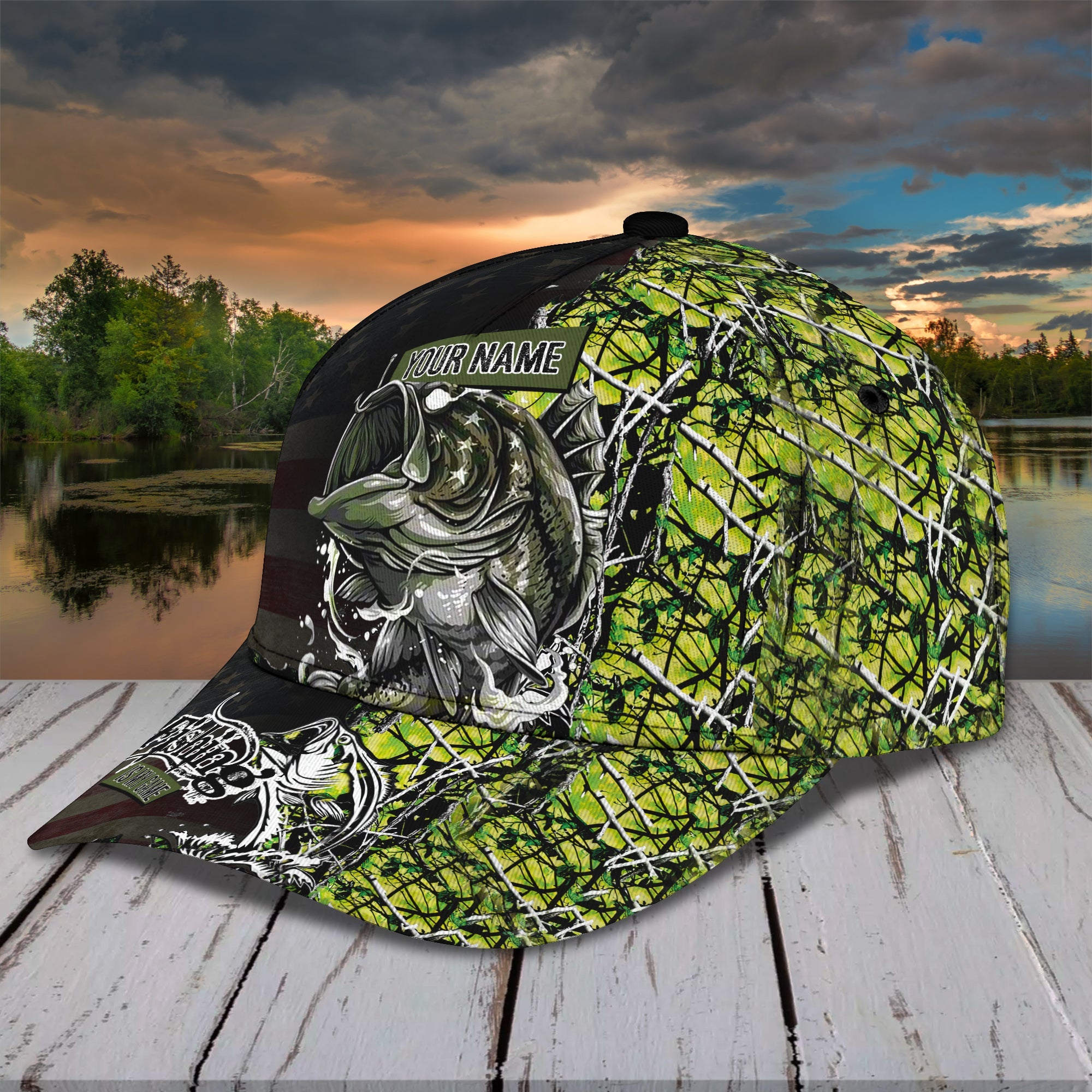 Bass Fishing - Personalized Name Cap - 48