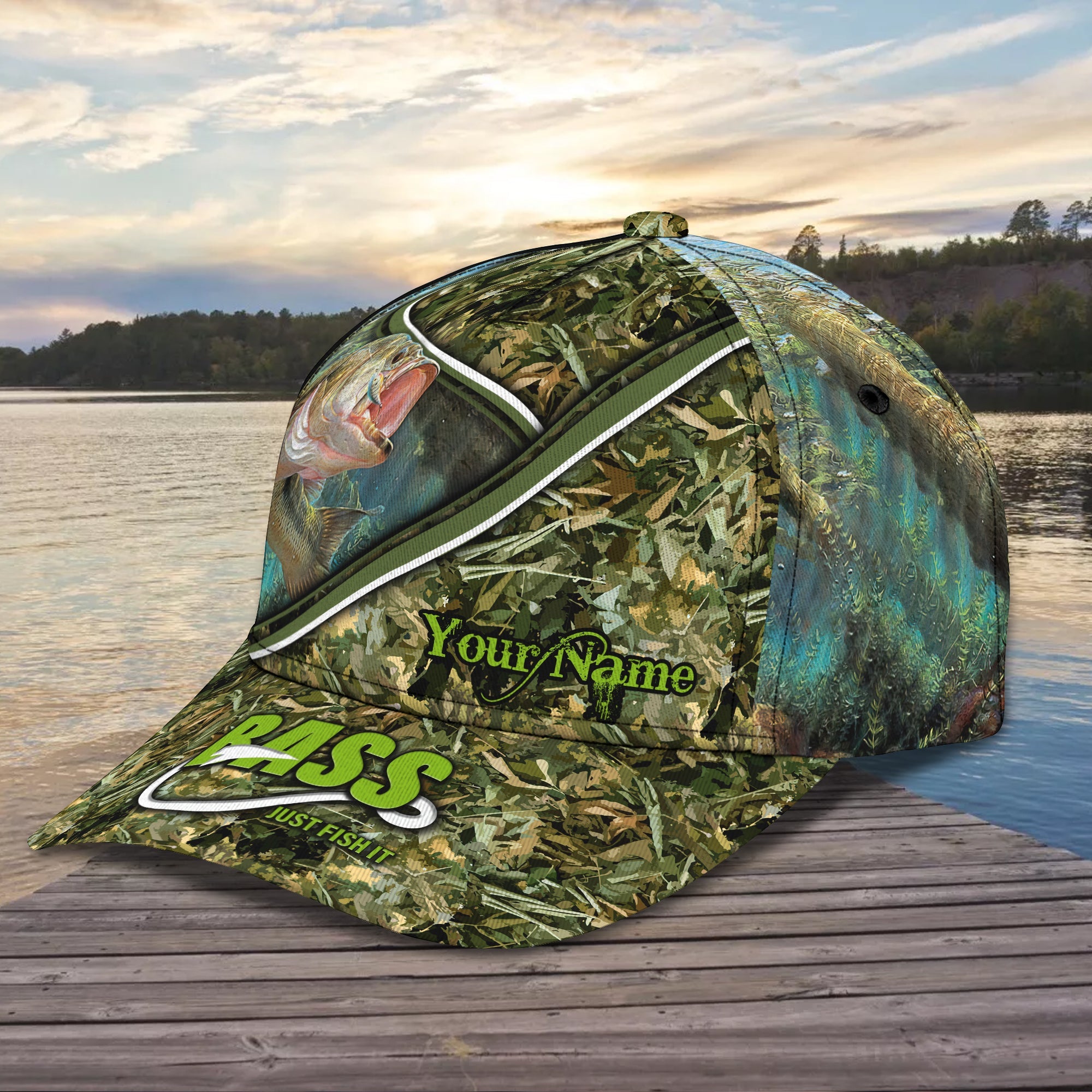 Bass Just Fish It 02 - Personalized Name Cap