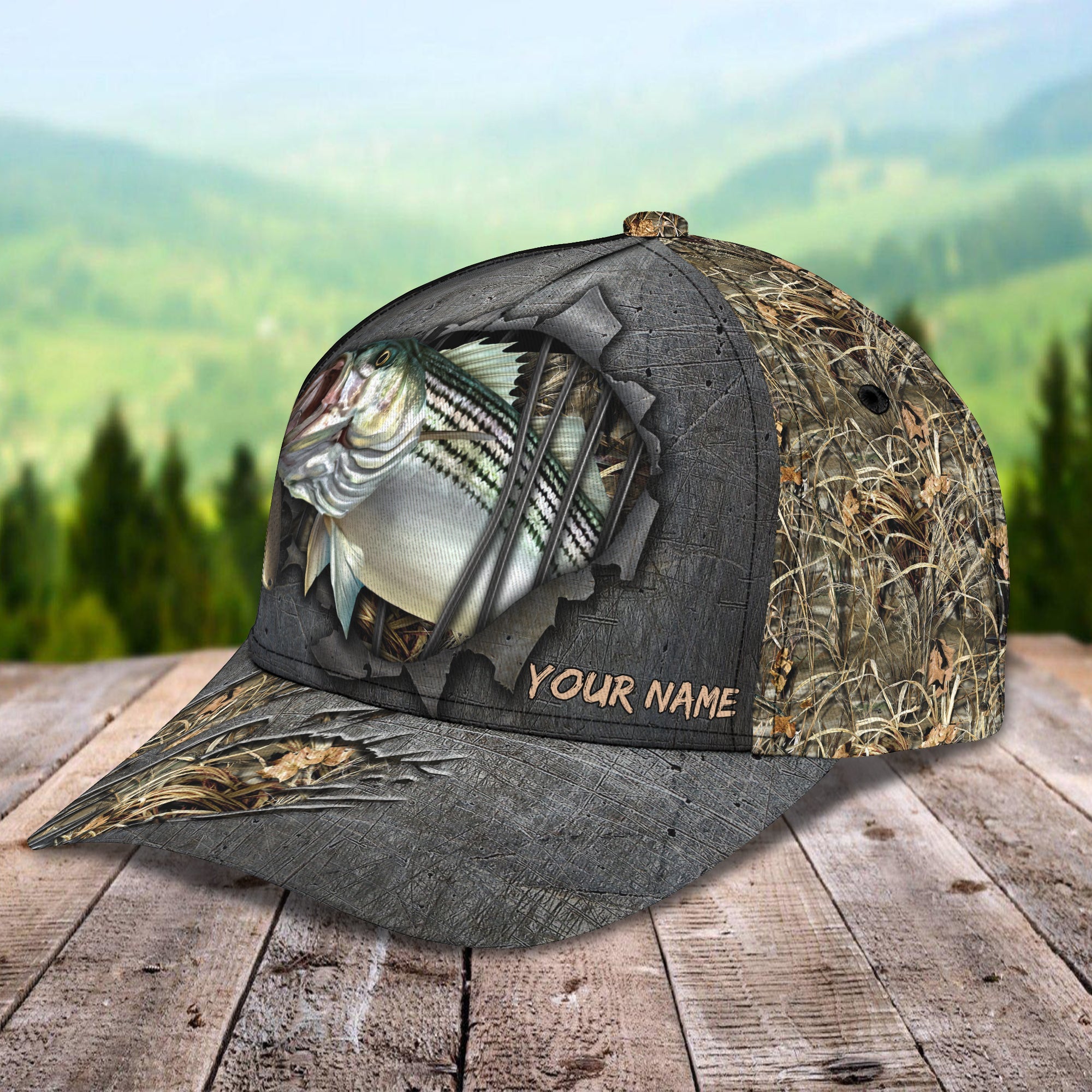 Fishing Camo - Personalized Name Cap - Pth98