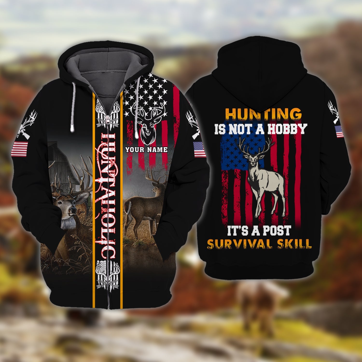 Hunting - Personalized Name 3D Zipper hoodie - Lta98 56