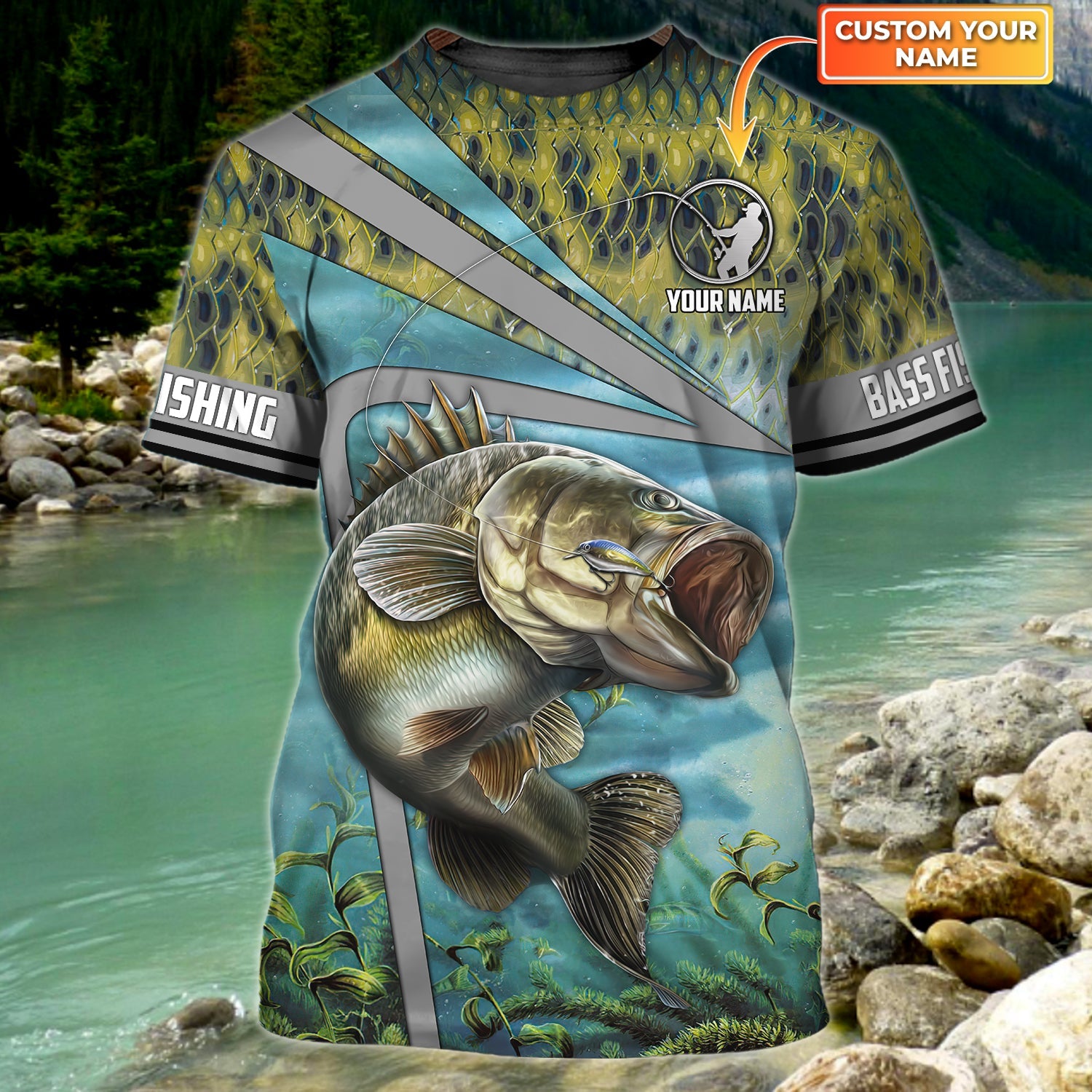 Bass Fishing - Personalized Name 3D Tshirt - 1243