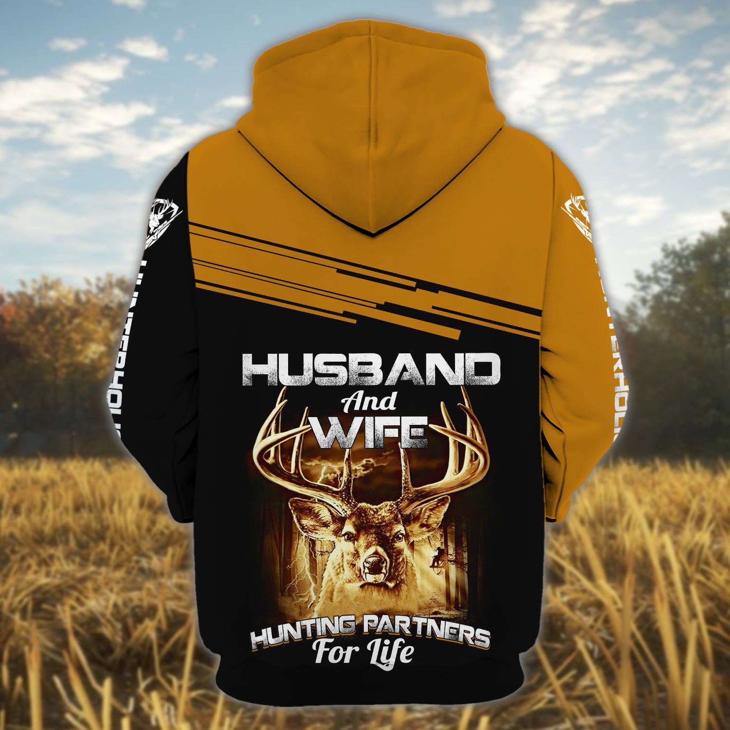 Husband And Wife Hunting Partners For Life - Personalized Name 3D Zipper Hoodie