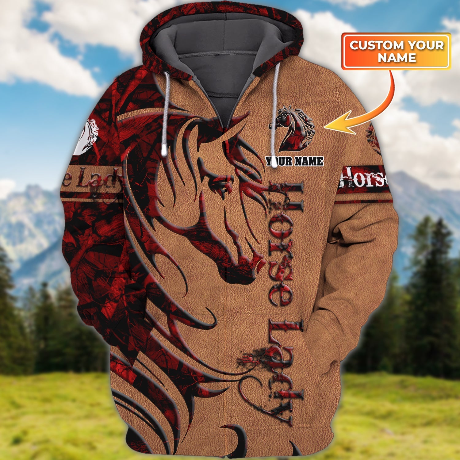 Horse Lady - Personalized Name 3D Zipper Hoodie - CT-DAH-189