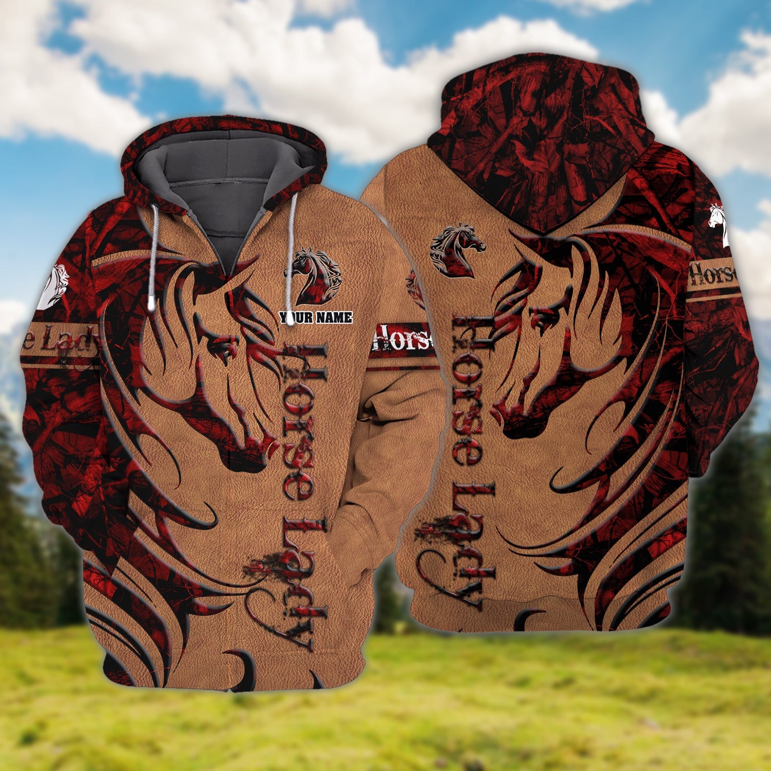 Horse Lady - Personalized Name 3D Zipper Hoodie - CT-DAH-189