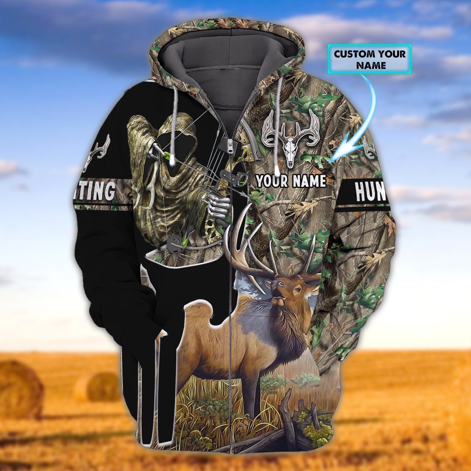 ELK Hunting 067 - Personalized Name 3D Zipper Hoodie - DAT93