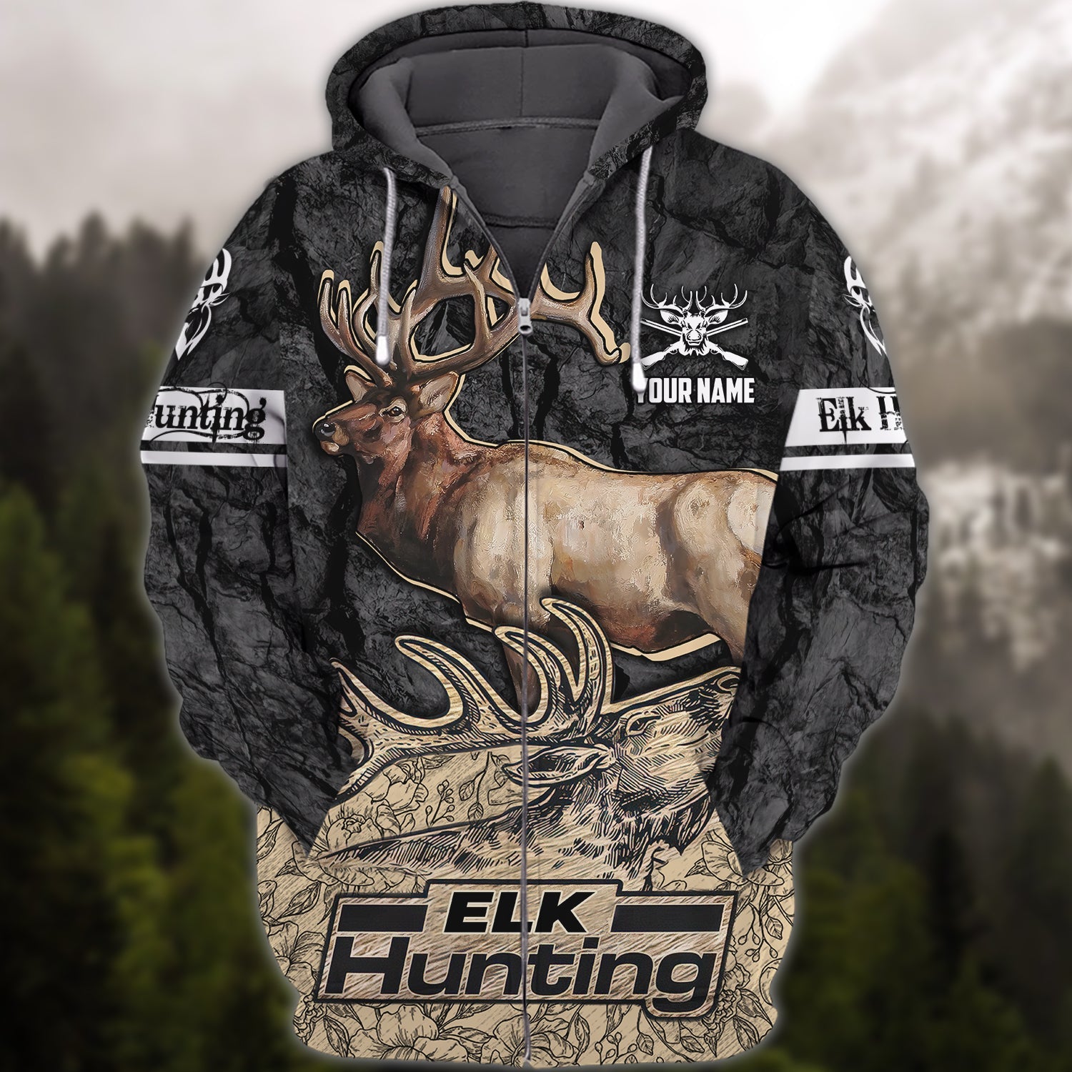 ELK Hunting 068 - Personalized Name 3D Zipper Hoodie - DAT93