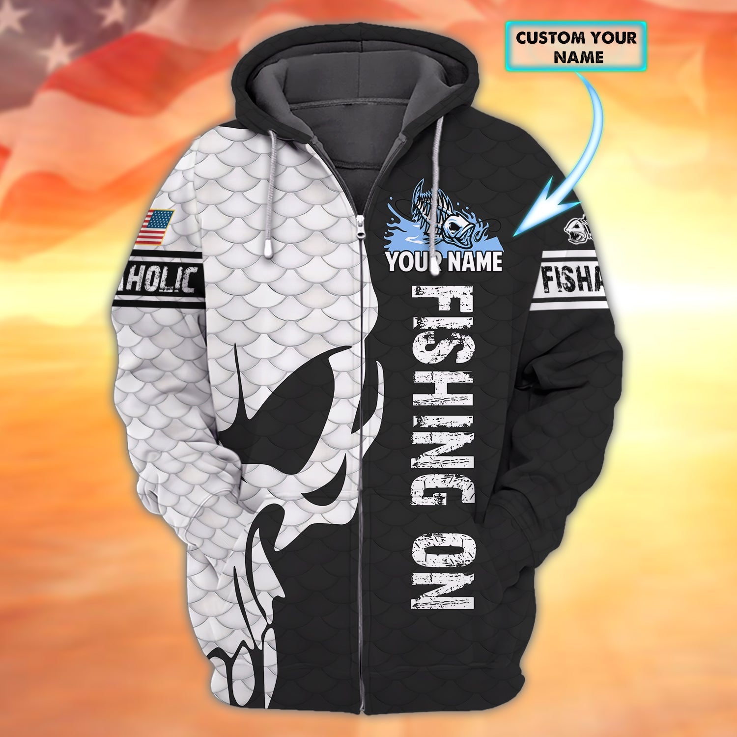 Fishing On- Personalized Name 3D Zipper hoodie - Boom