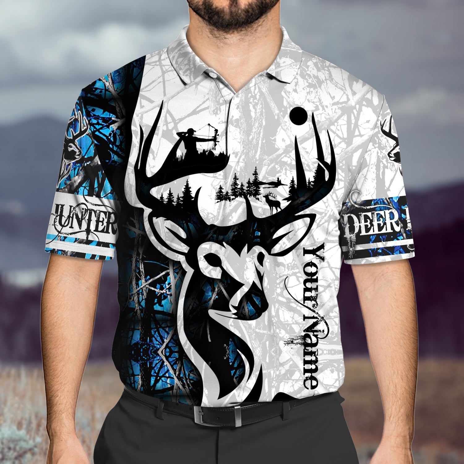 Deer Hunter - Personalized Name 3D Polo Shirt - Loop-Lnp-02