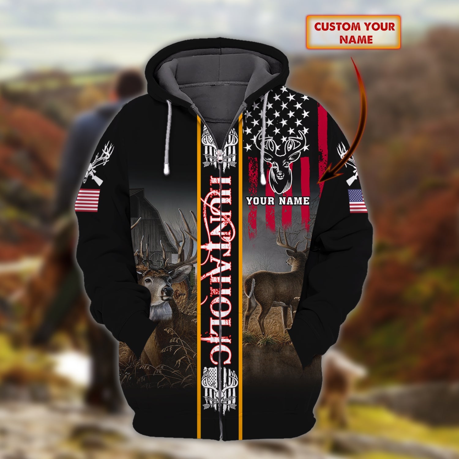 Hunting - Personalized Name 3D Zipper hoodie - Lta98 56