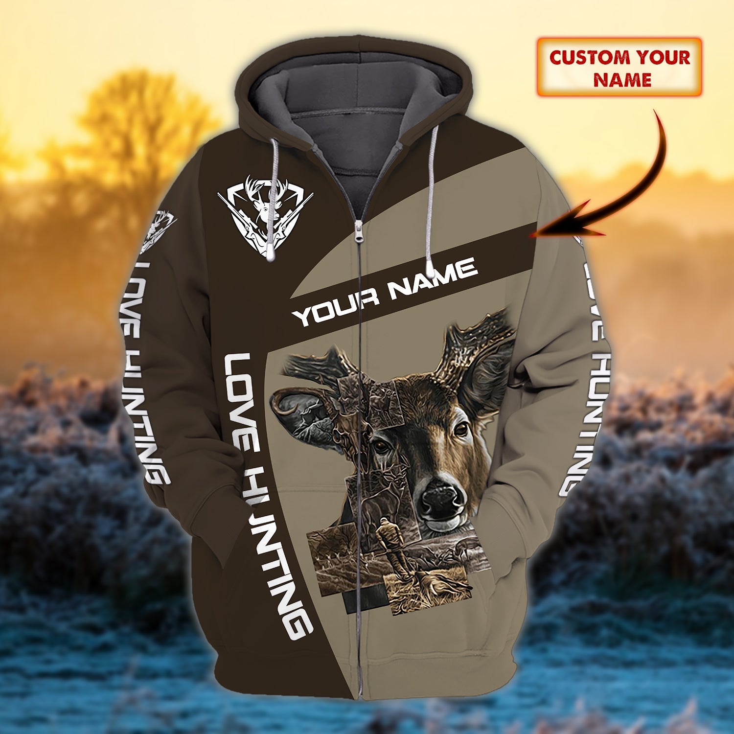 Hunting - Personalized Name 3D Zipper hoodie 222 - HTA