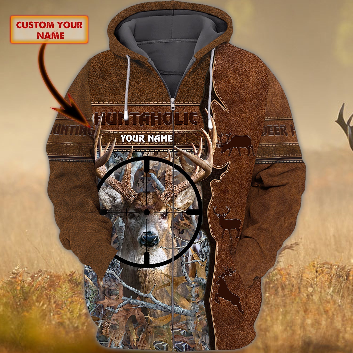 Deer Hunting - 182 - Personalized Name 3D Zipper hoodie - CO98
