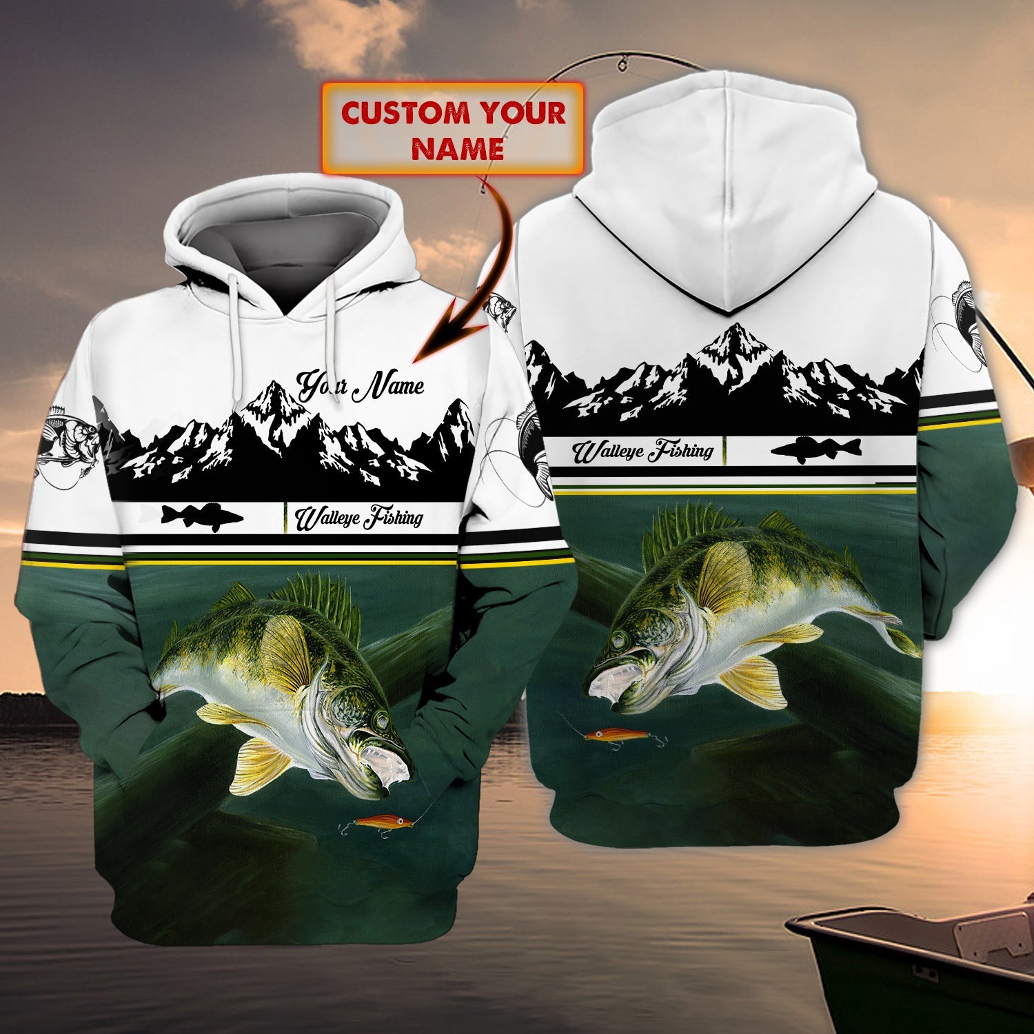 Walleye Fishing - Personalized Name 3D Hoodie - Dah 36