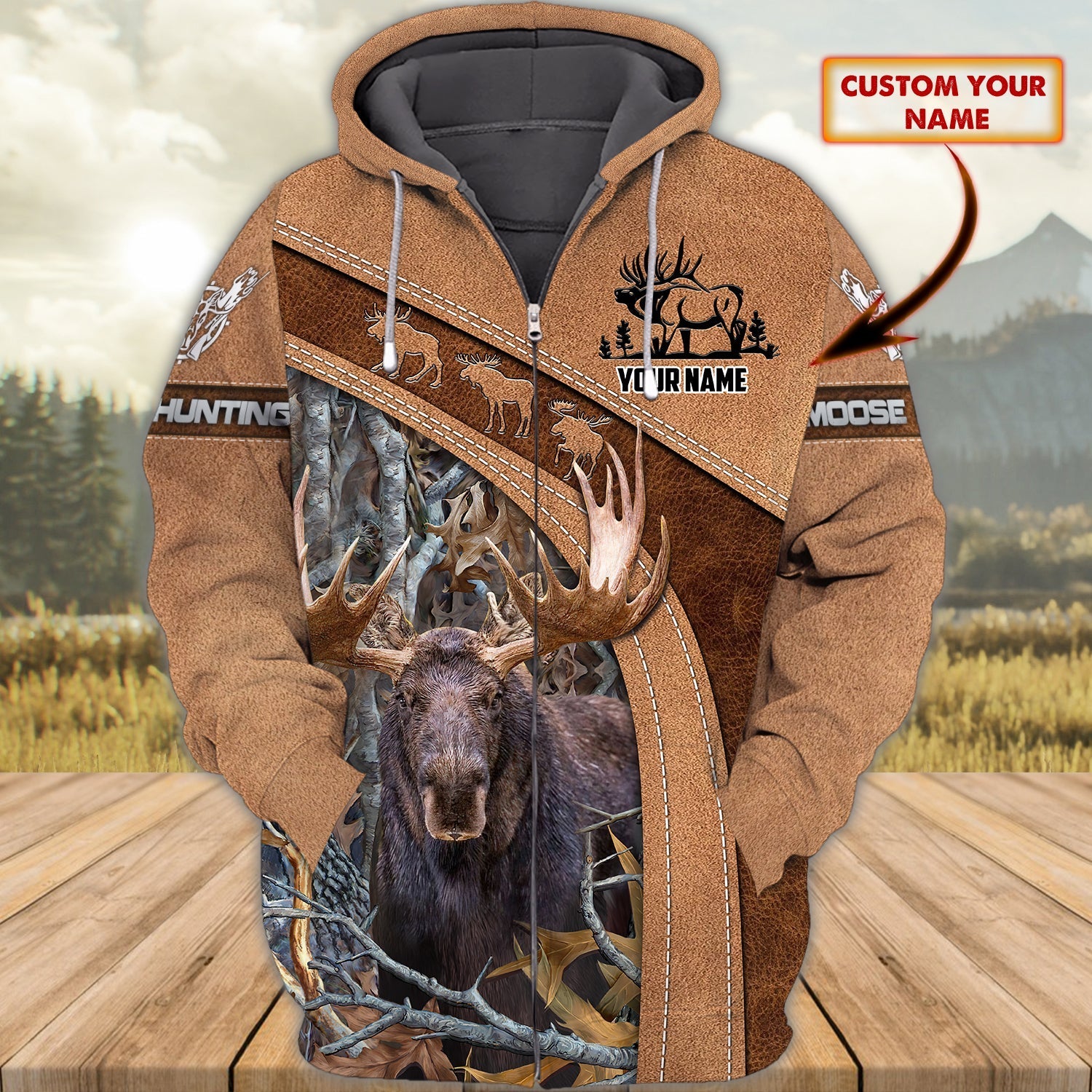 Moose Hunting - Personalized Name 3D Zipper hoodie - NBTT 134