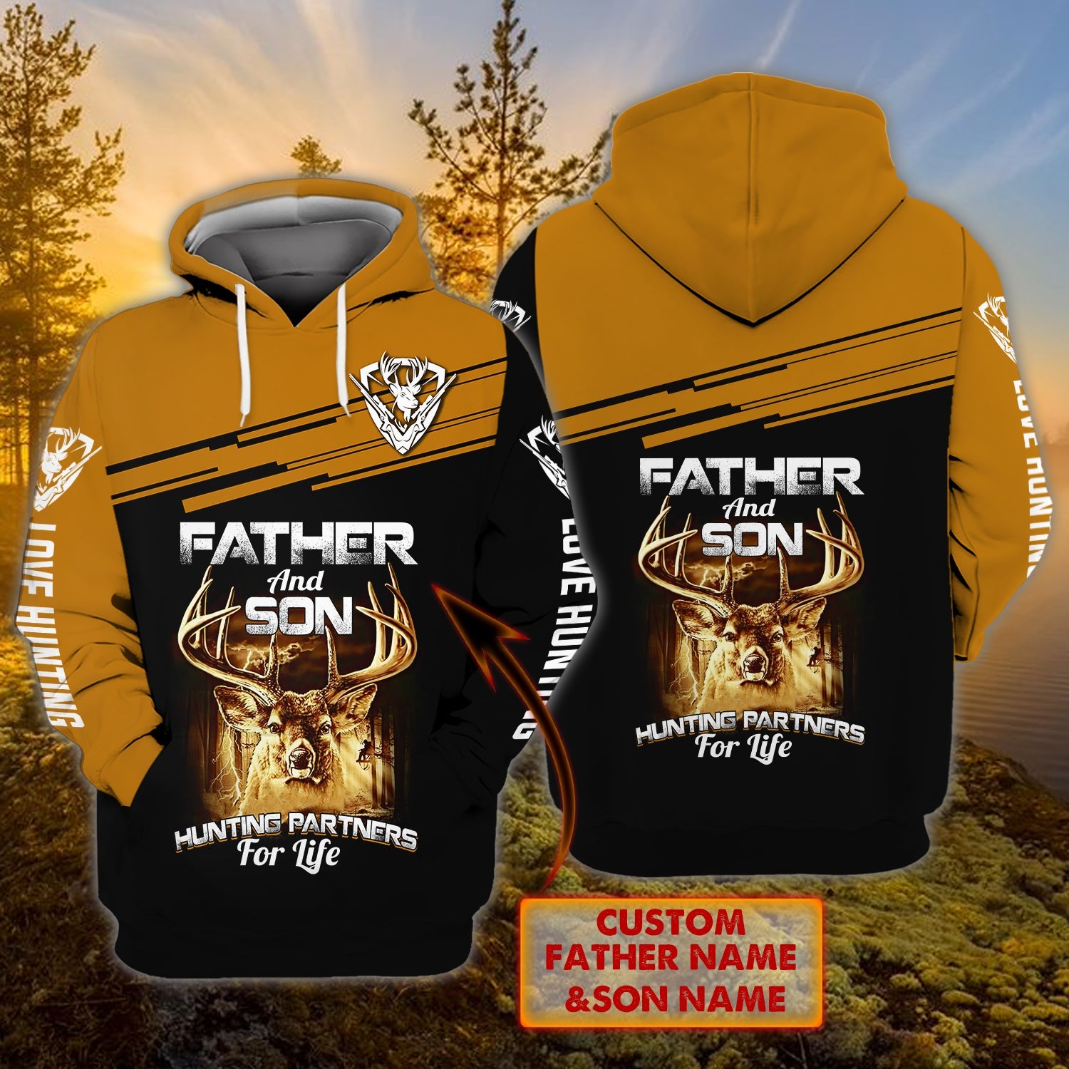 Father And Son Hunting - Personalized Name 3D Hoodie