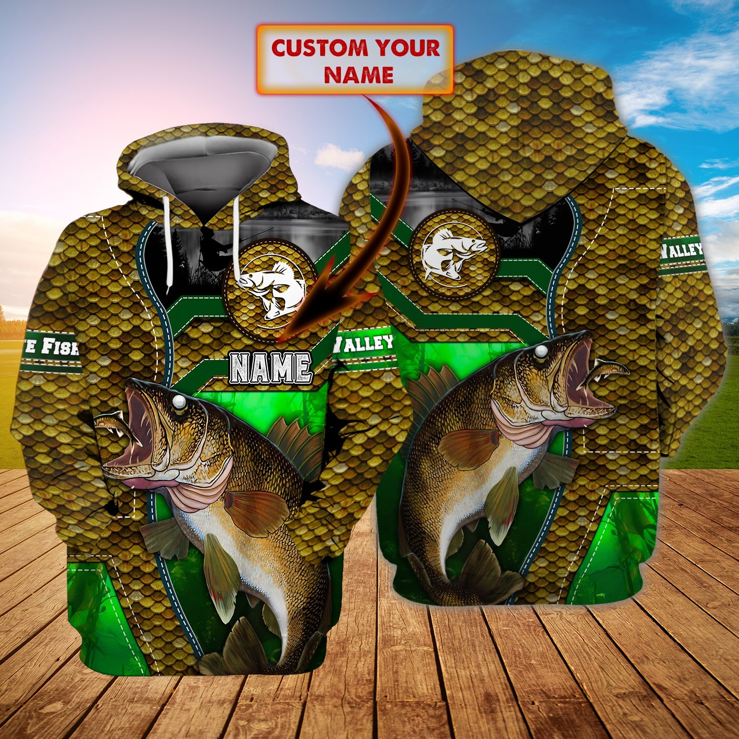Walleye Fishing 03- Personalized Name 3D Hoodie - Loop - Ntp-175