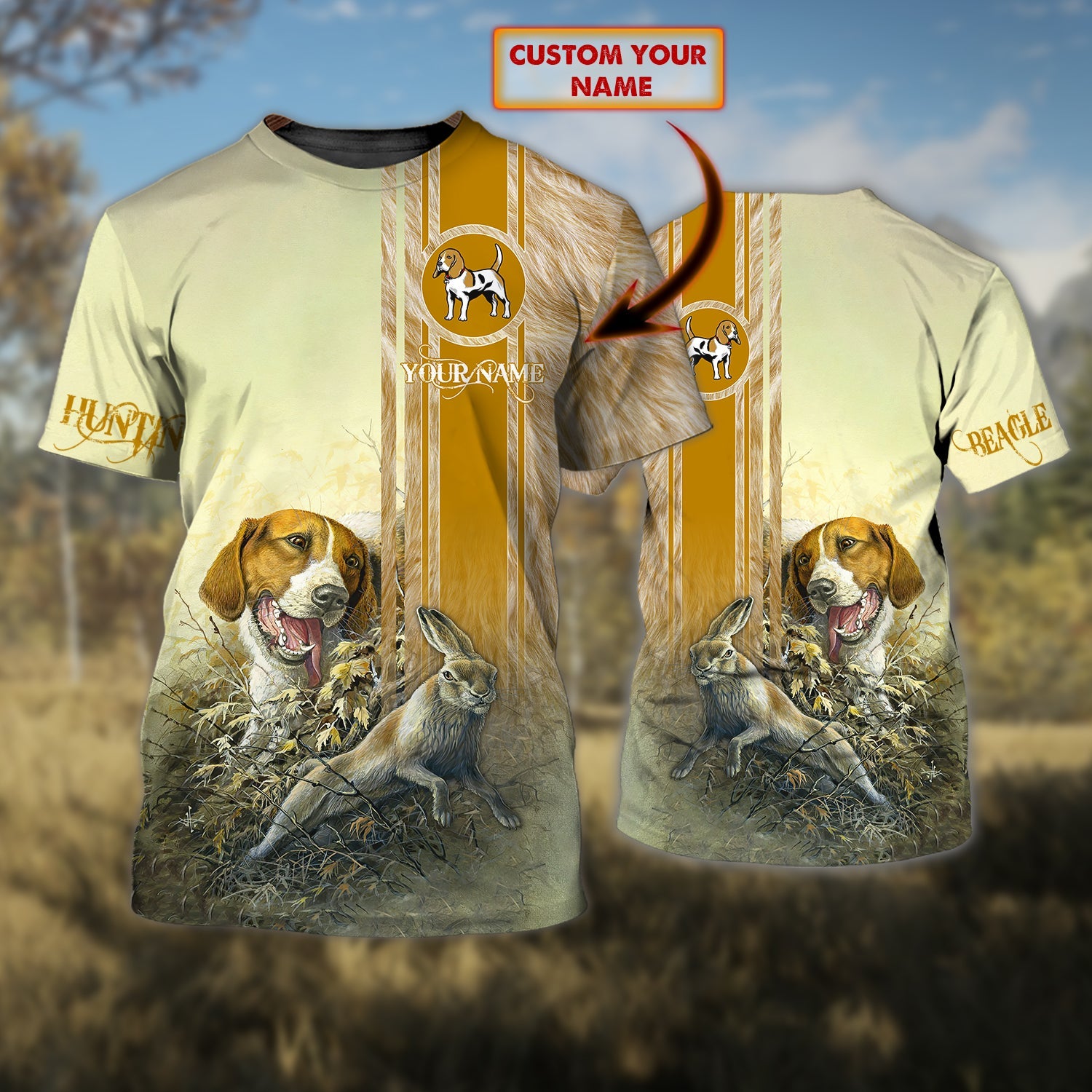 Beagle hunting - Personalized Name 3D Tshirt 1 - Nsd99