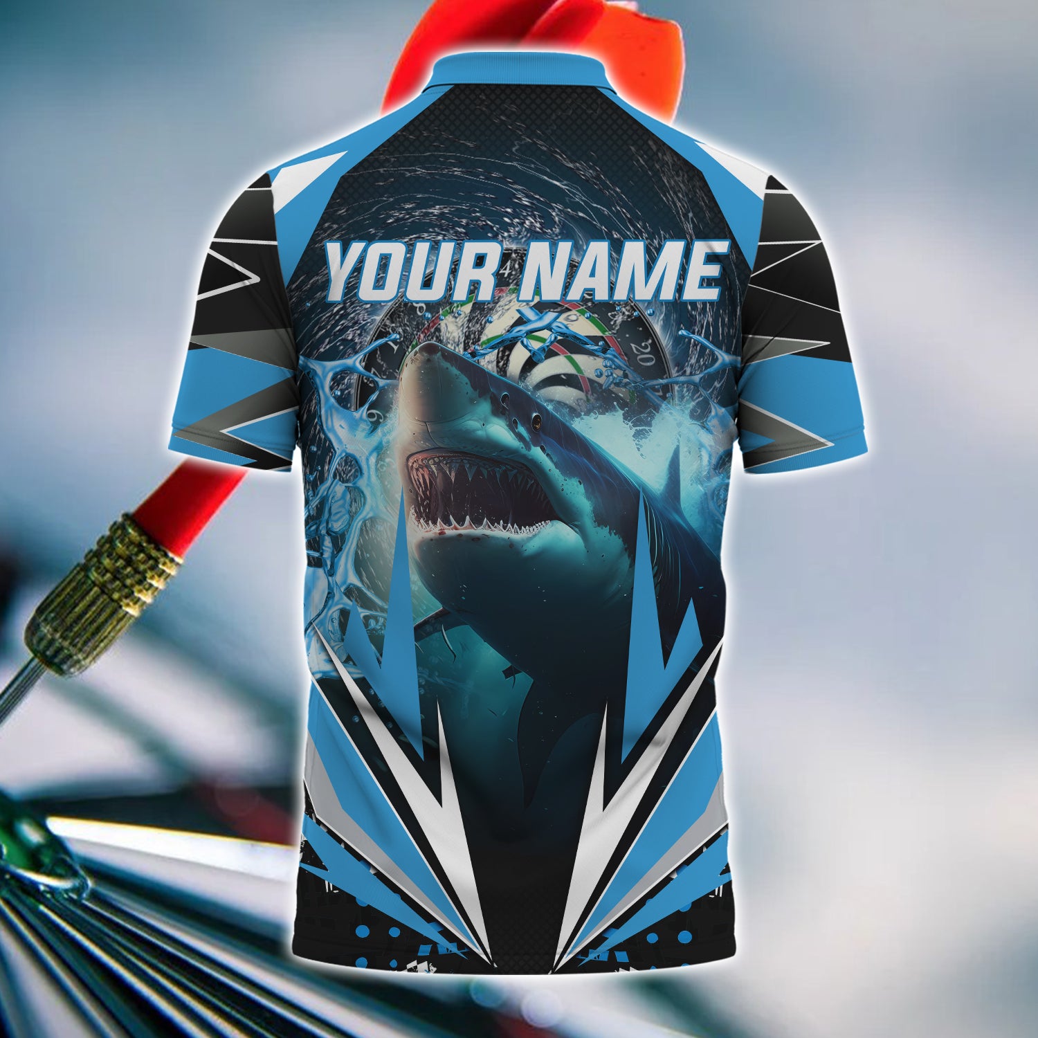 Shark Personalized Name 3D Polo Shirt With Pocket Tad