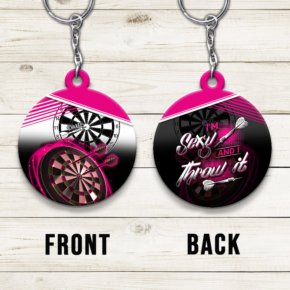 I'm Sexy And I Throw It Keychain For Darts Player (Pink)