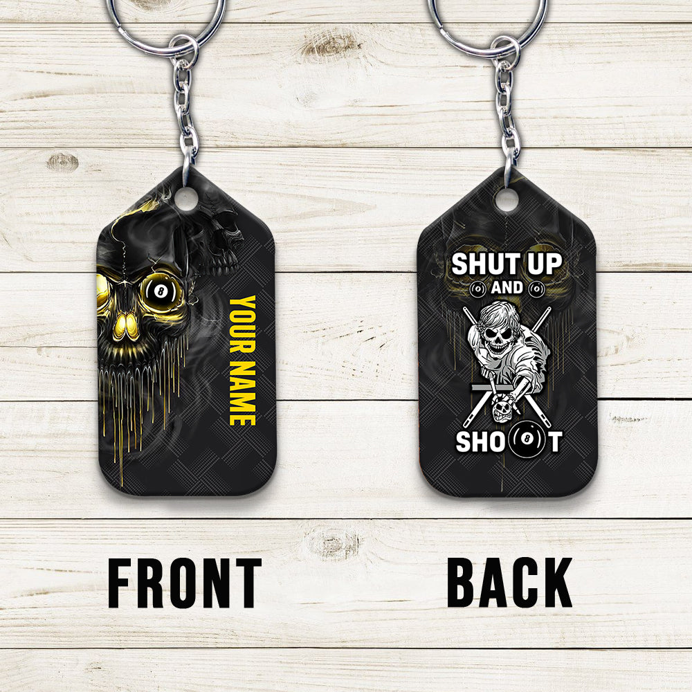 Pool Shut Up And Shoot Personalized Name 3D Keychain Gift For Billiard Players