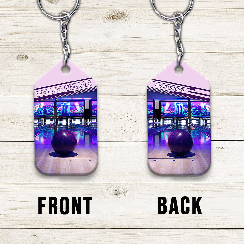 Purple Bowling Ball Personalized Name 3D Keychain