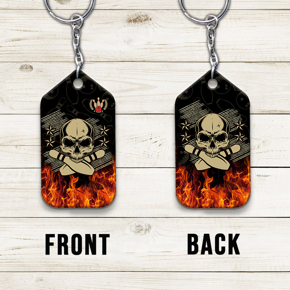 Skull Bowling In Fire Keychain