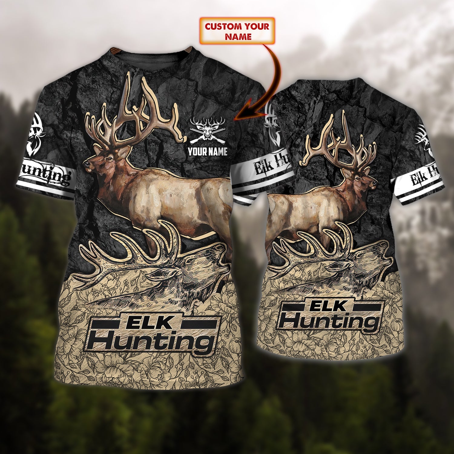 ELK Hunting 068 - Personalized Name 3D Tshirt - DAT93