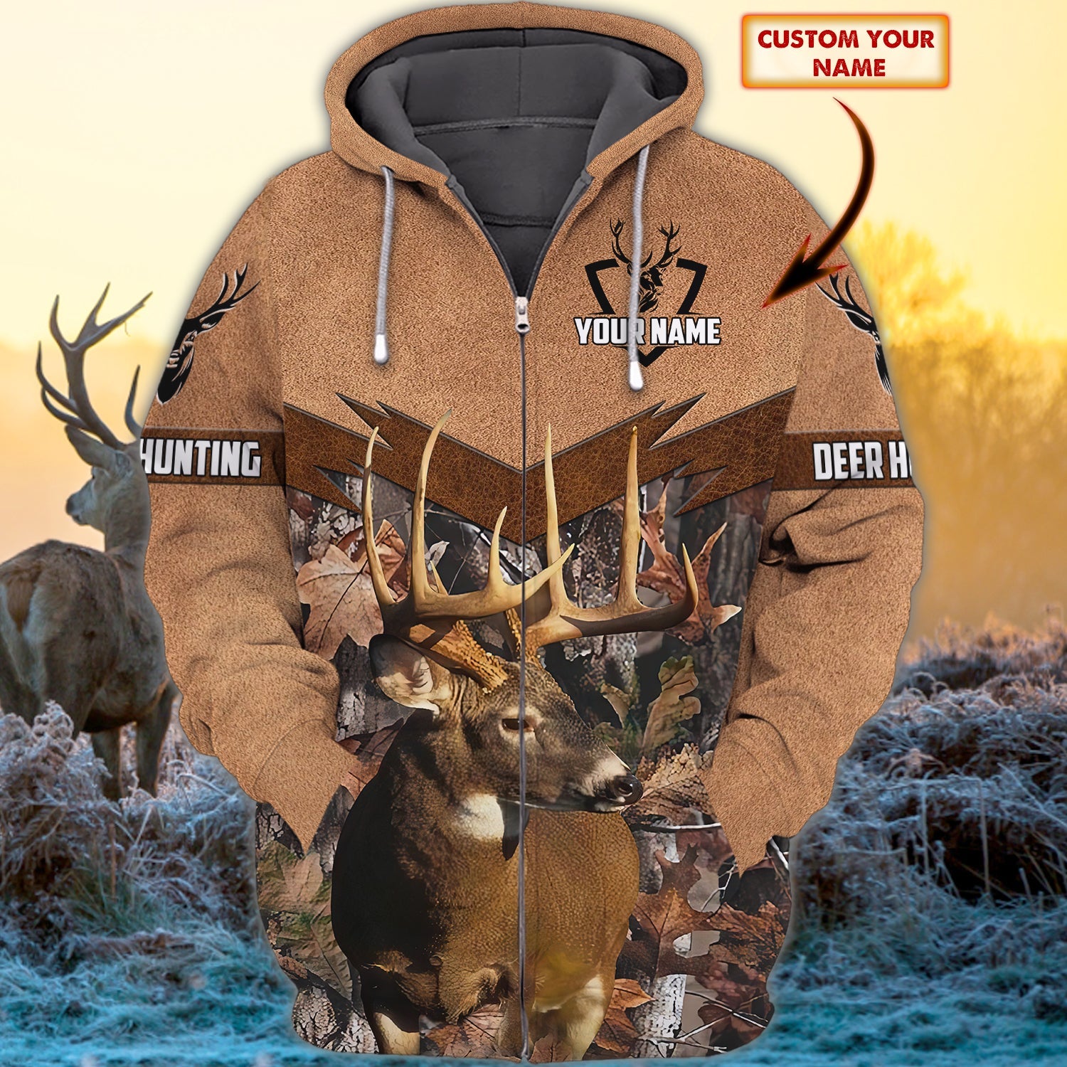 Hunting 5 - Personalized Name 3D Zipper hoodie - Pth98