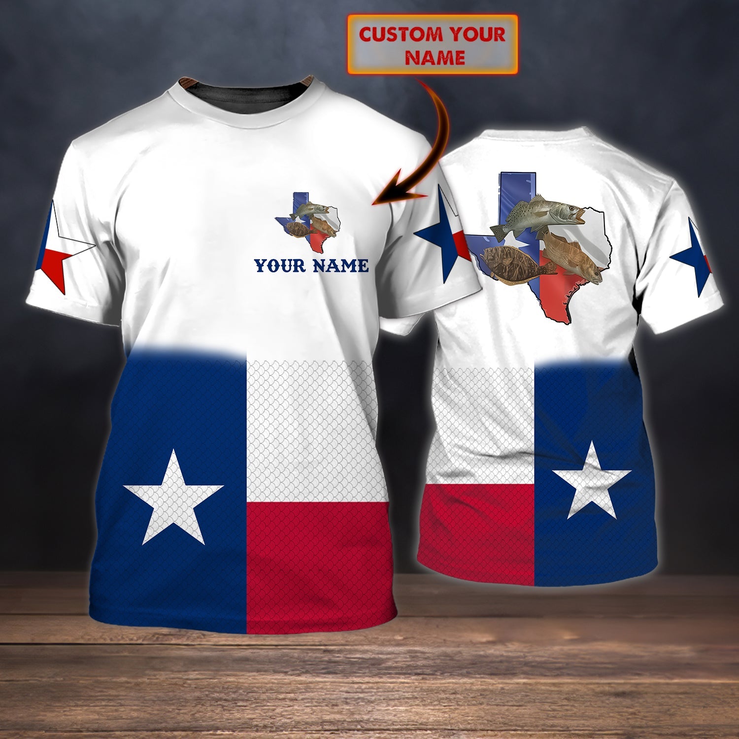 Texas Fishing - Personalized Name 3D Tshirt - 68