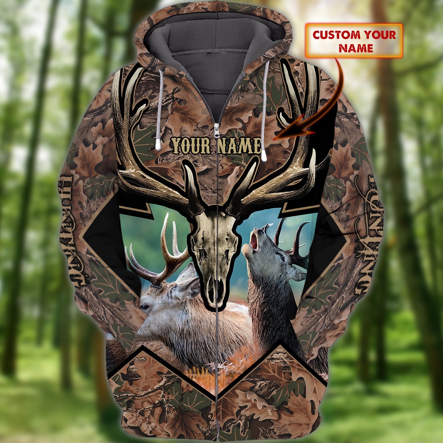 Hunting - Personalized Name 3D Zipper hoodie 110 - Mitru