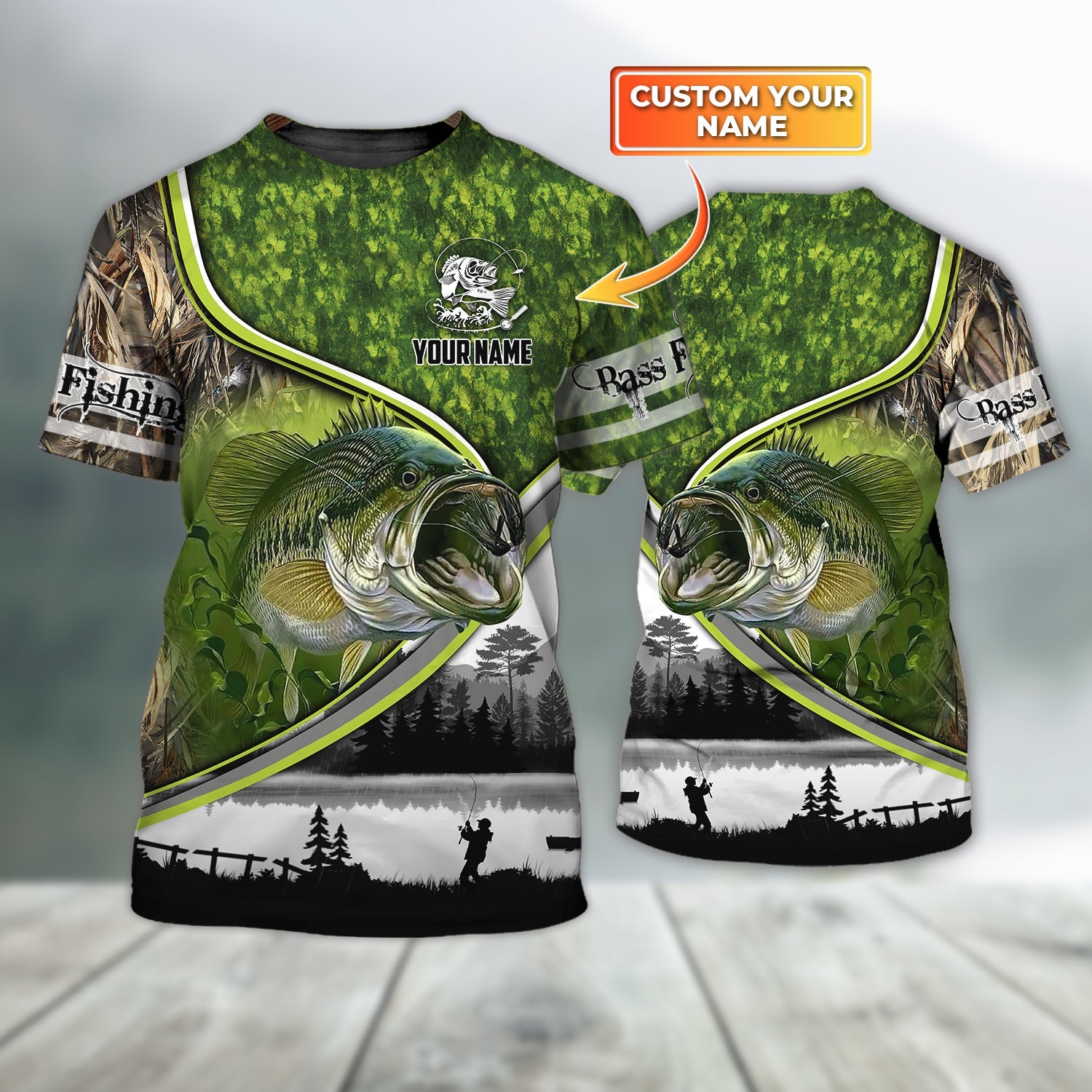 Fishermans Bass Fishing - Personalized Name 3D Tshirt