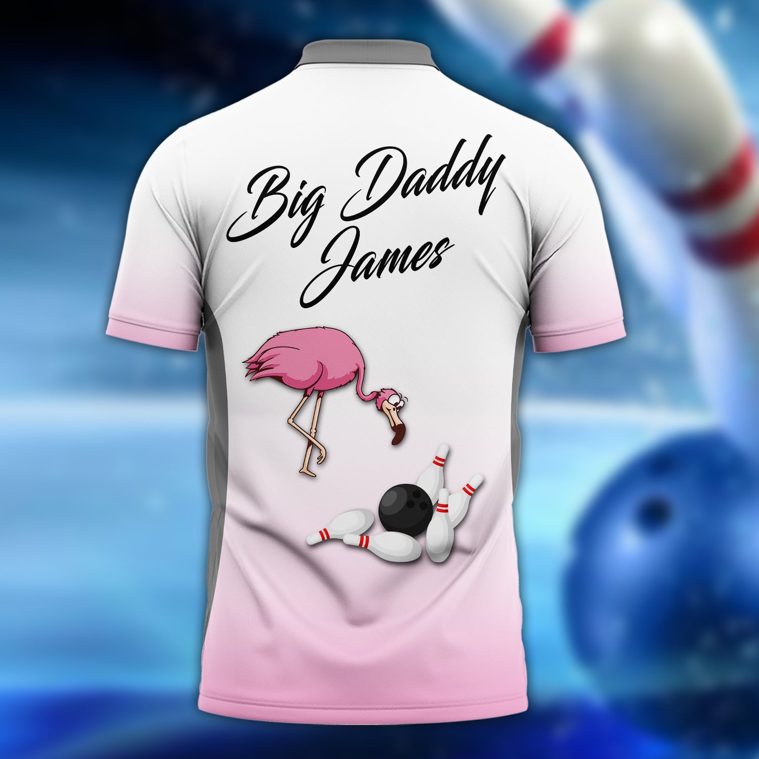 Bowling Flamingo Big Daddy James 3D Zipper Polo Shirt