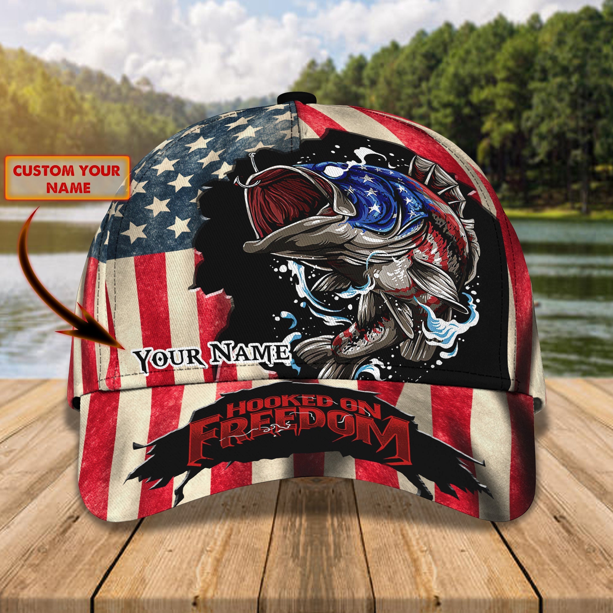 Bass Fishing Classic Cap Custom Name - 483