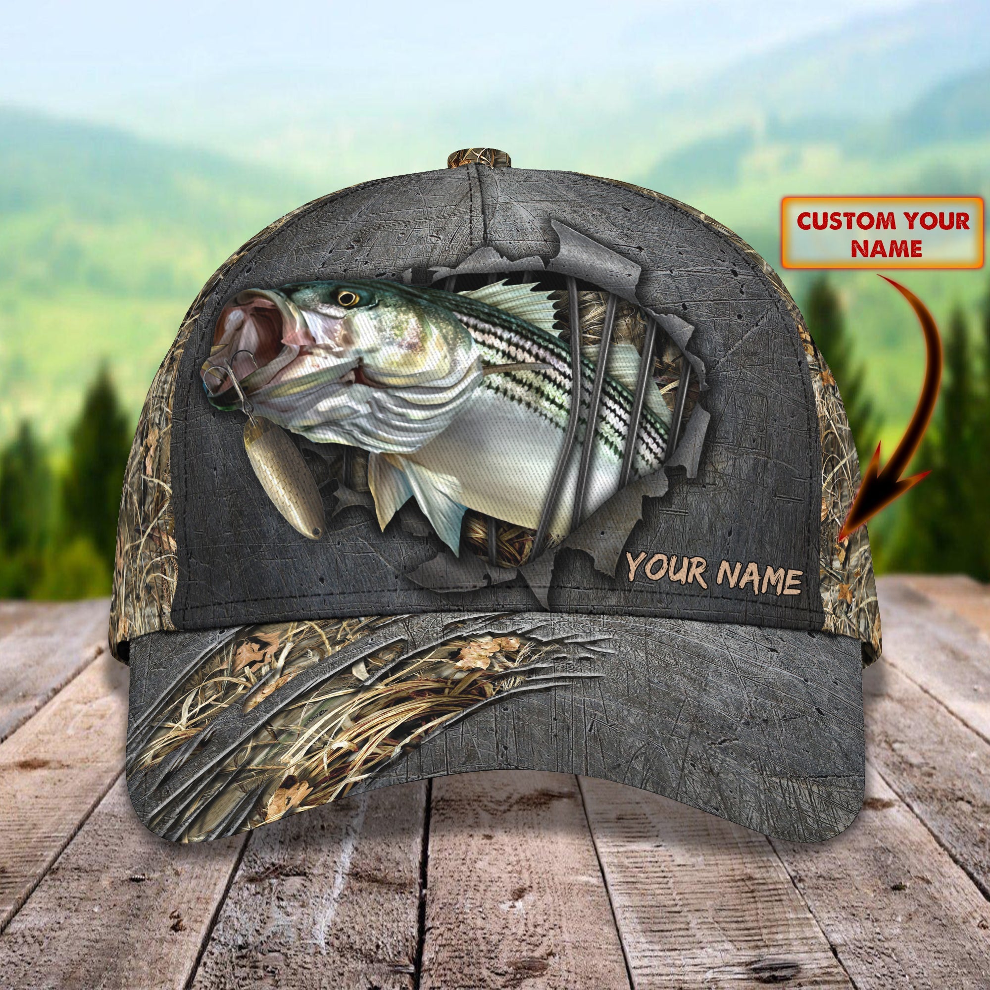 Fishing Camo - Personalized Name Cap - Pth98